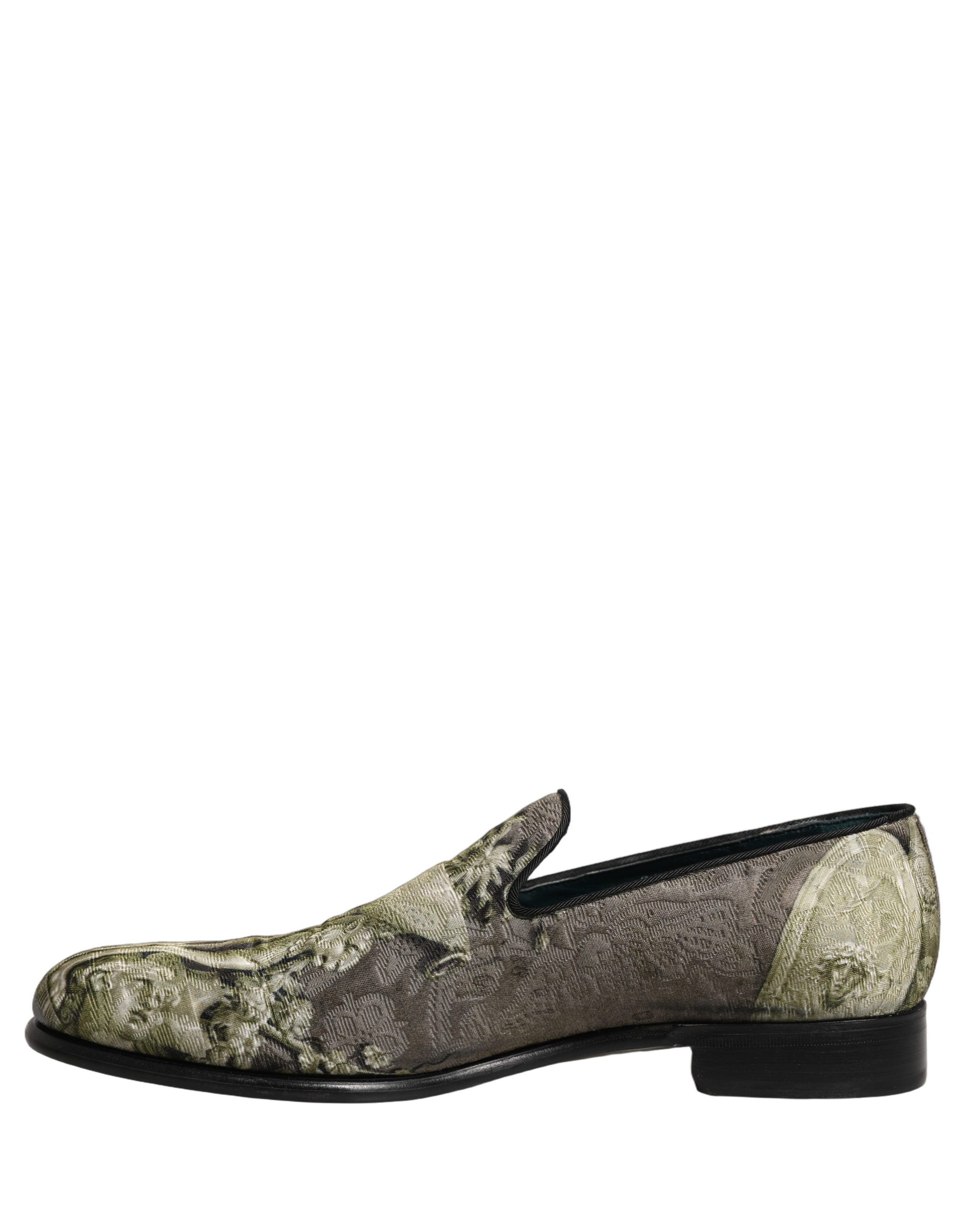 Dolce & Gabbana Brown Baroque Print Slip On Loafers Shoes - Image 7