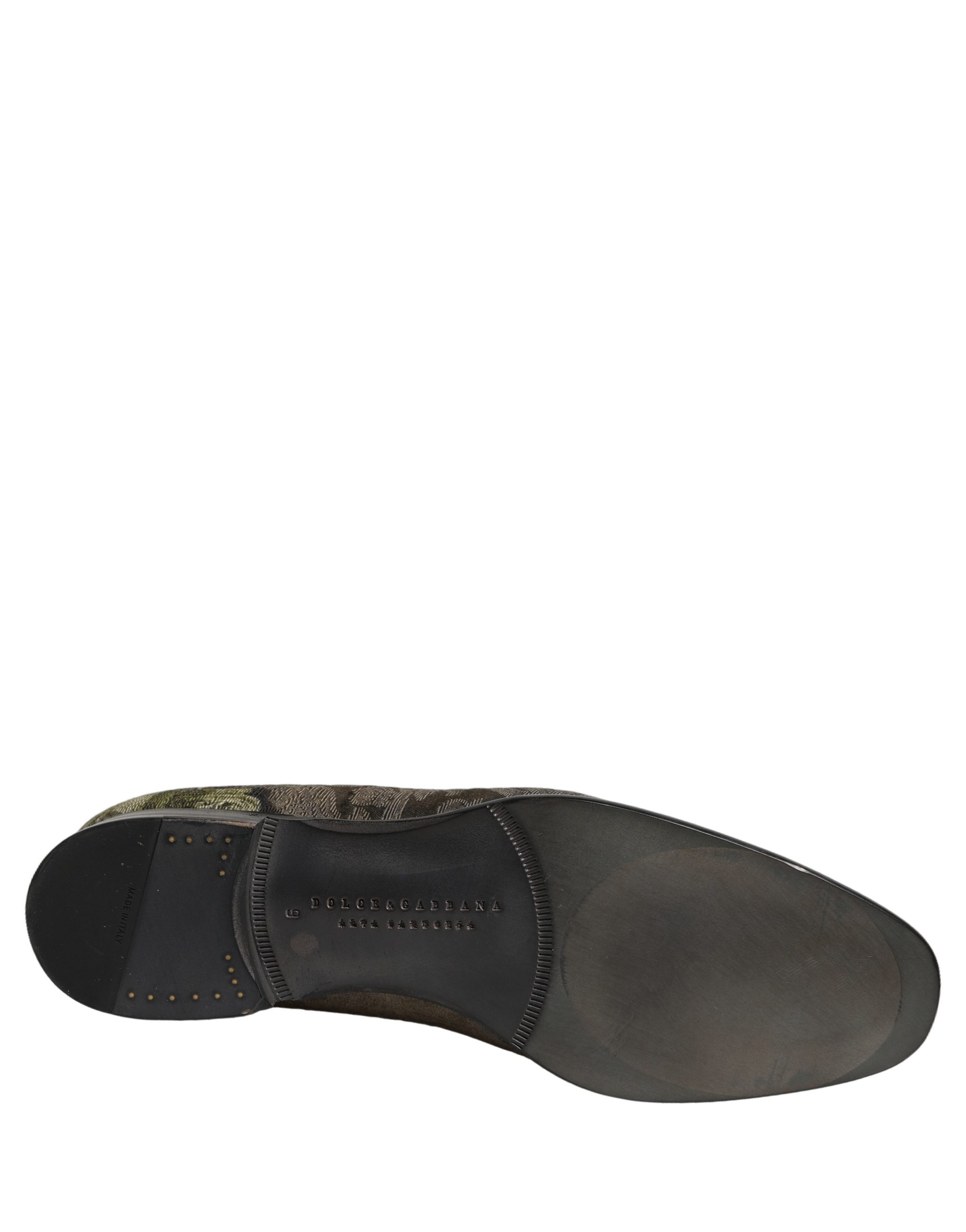 Dolce & Gabbana Brown Baroque Print Slip On Loafers Shoes - Image 8