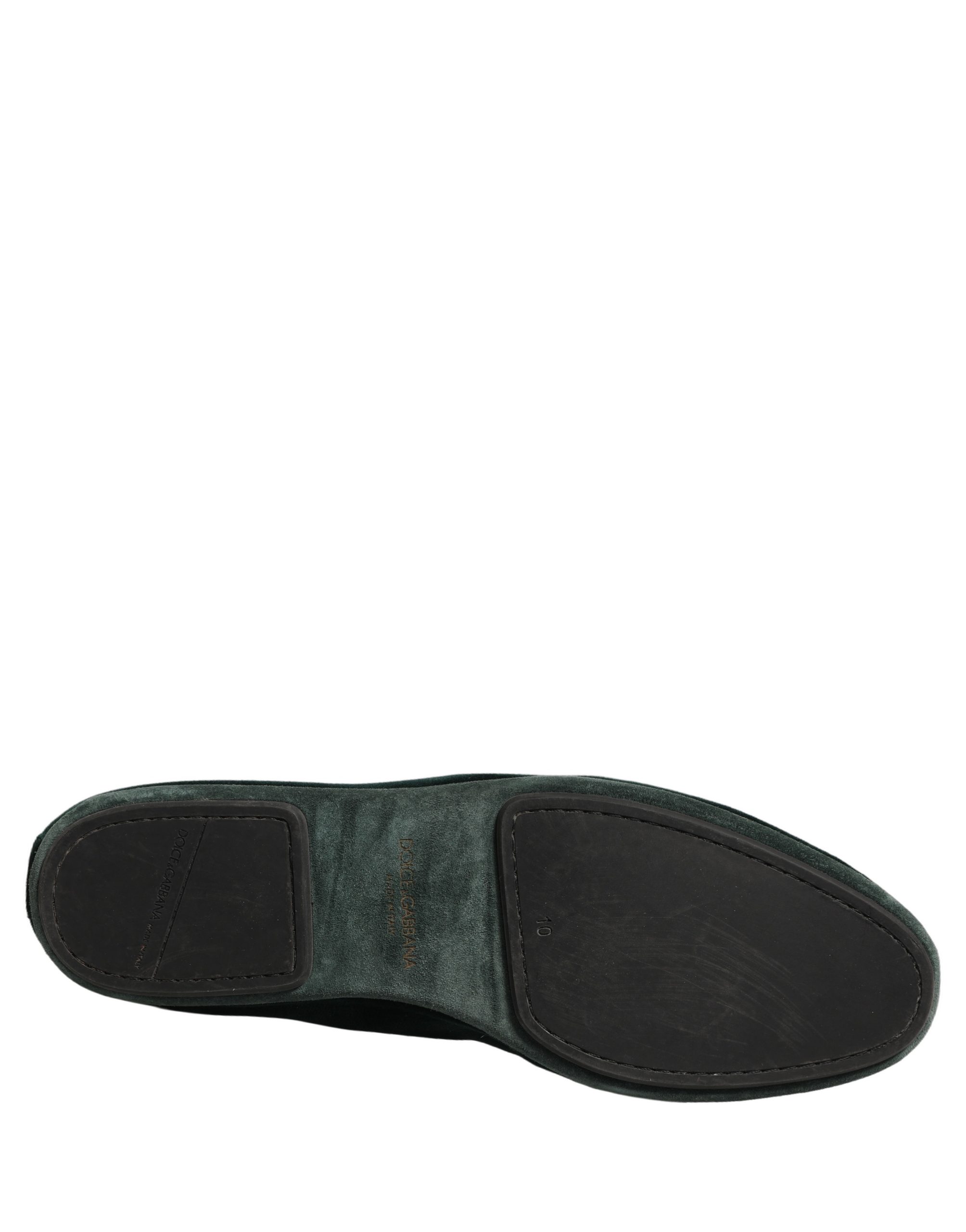 Dolce & Gabbana Green Velvet Slip On Men Flats Loafers Shoes - Image 8