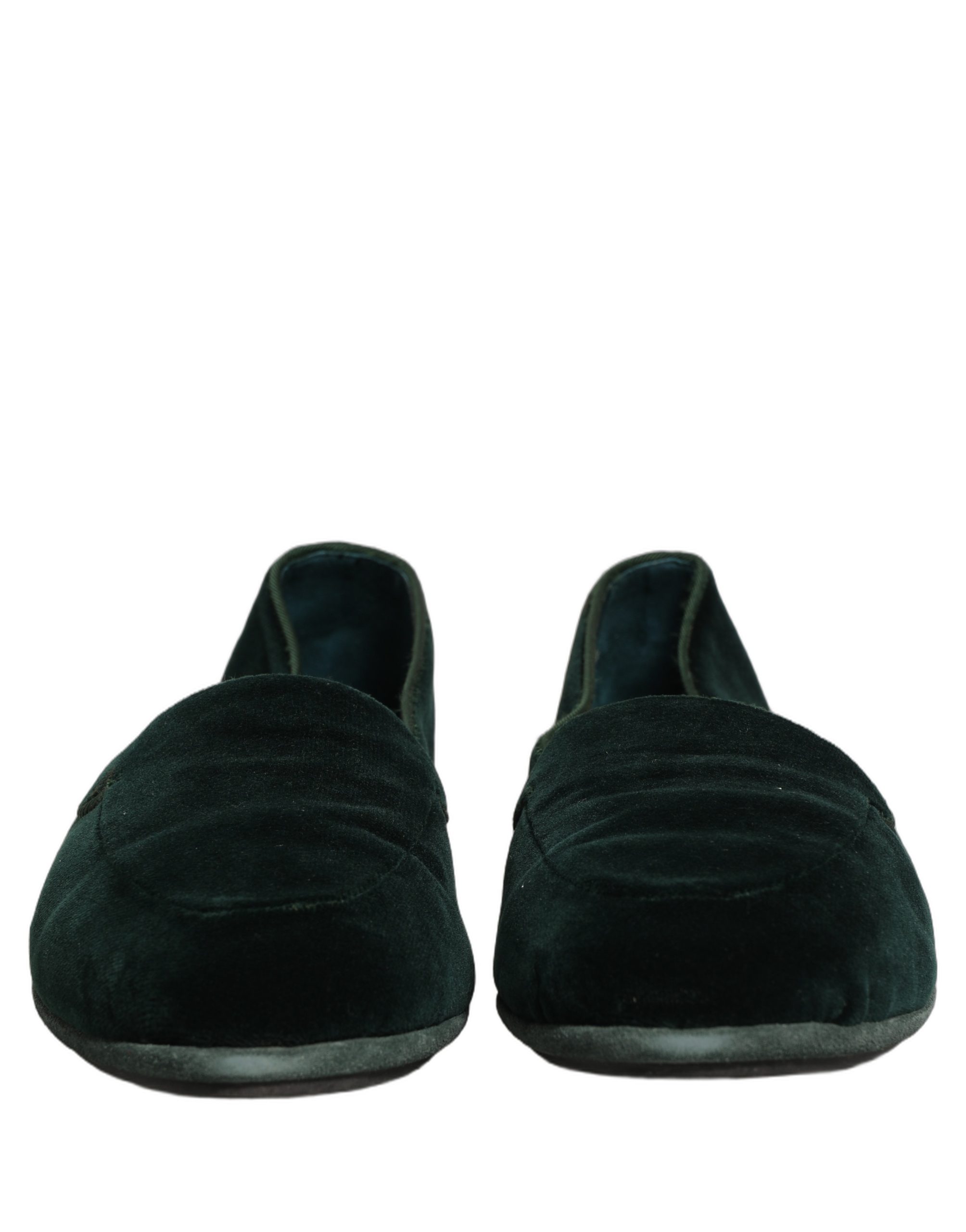 Dolce & Gabbana Green Velvet Slip On Men Flats Loafers Shoes - Image 3