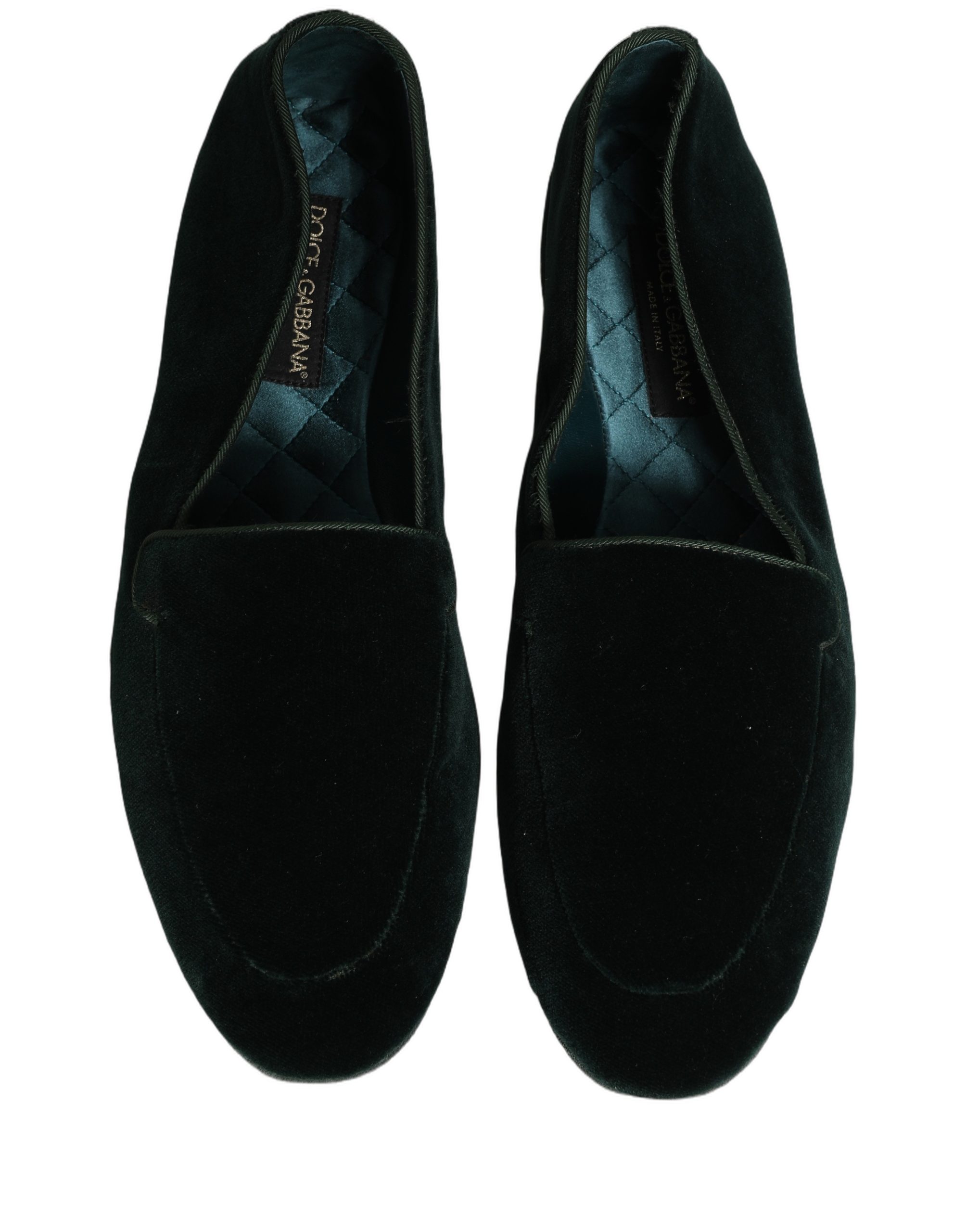 Dolce & Gabbana Green Velvet Slip On Men Flats Loafers Shoes - Image 4