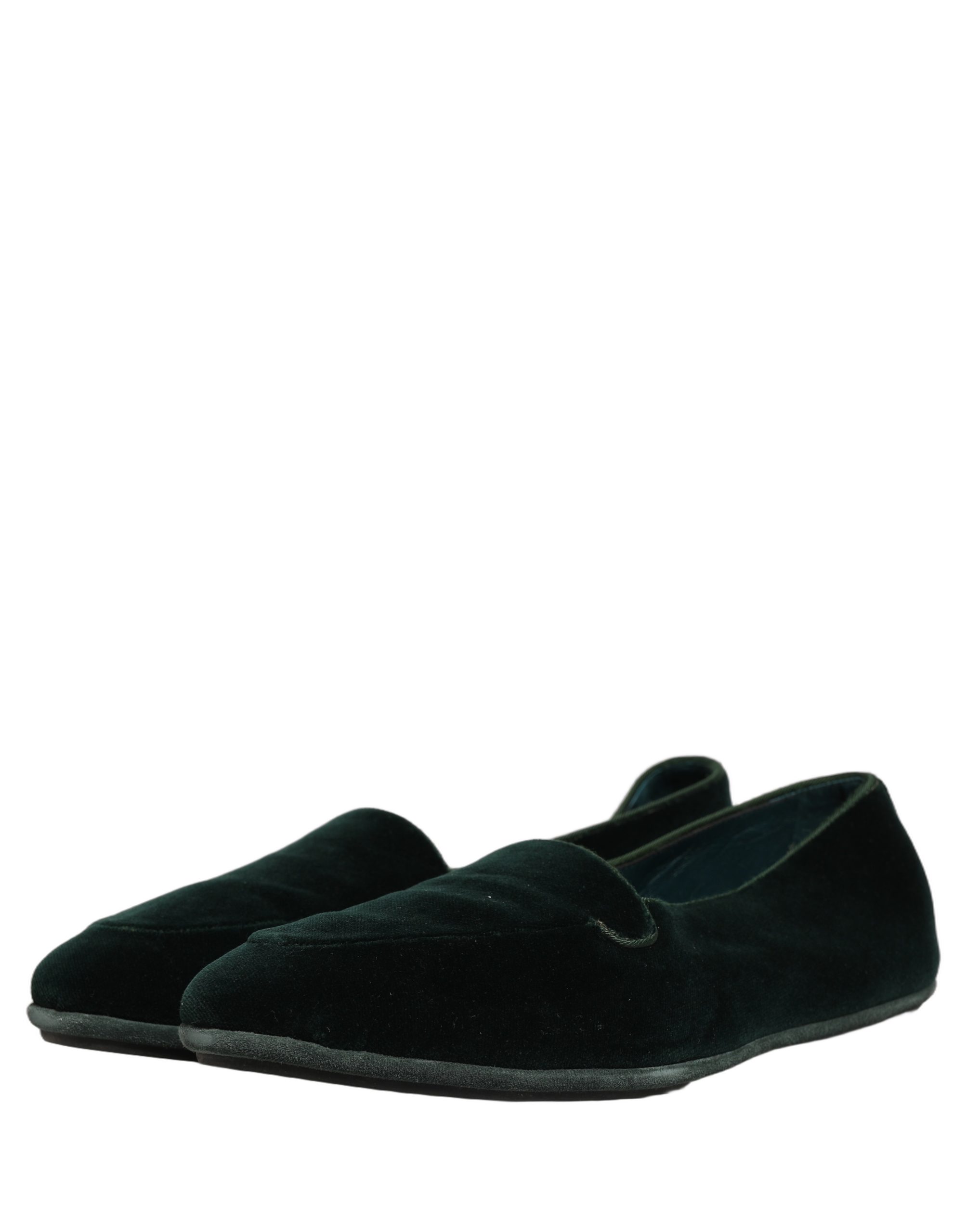 Dolce & Gabbana Green Velvet Slip On Men Flats Loafers Shoes - Image 5