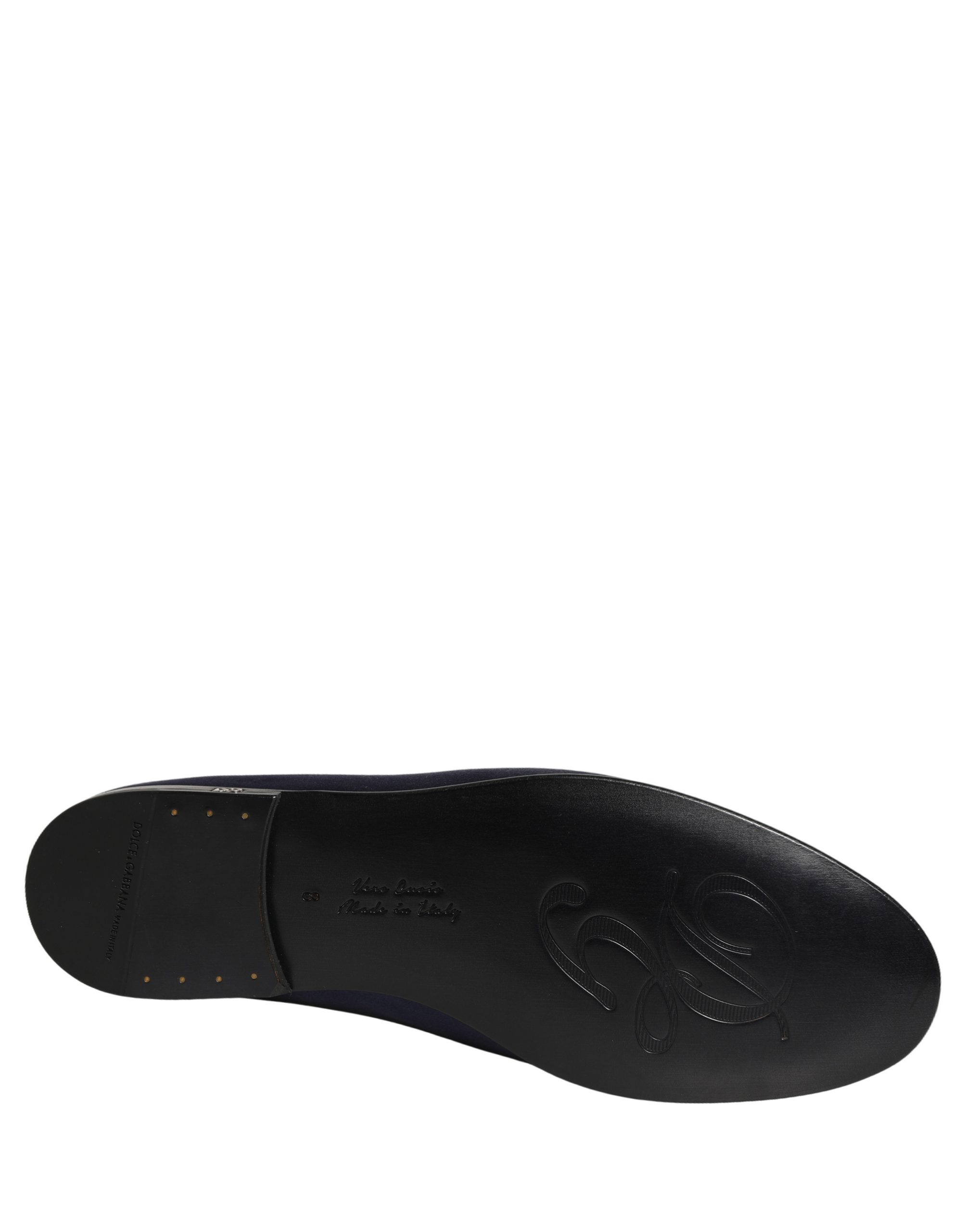 Dolce & Gabbana Blue Satin Logo Slip On Flats Loafers Shoes - Image 8