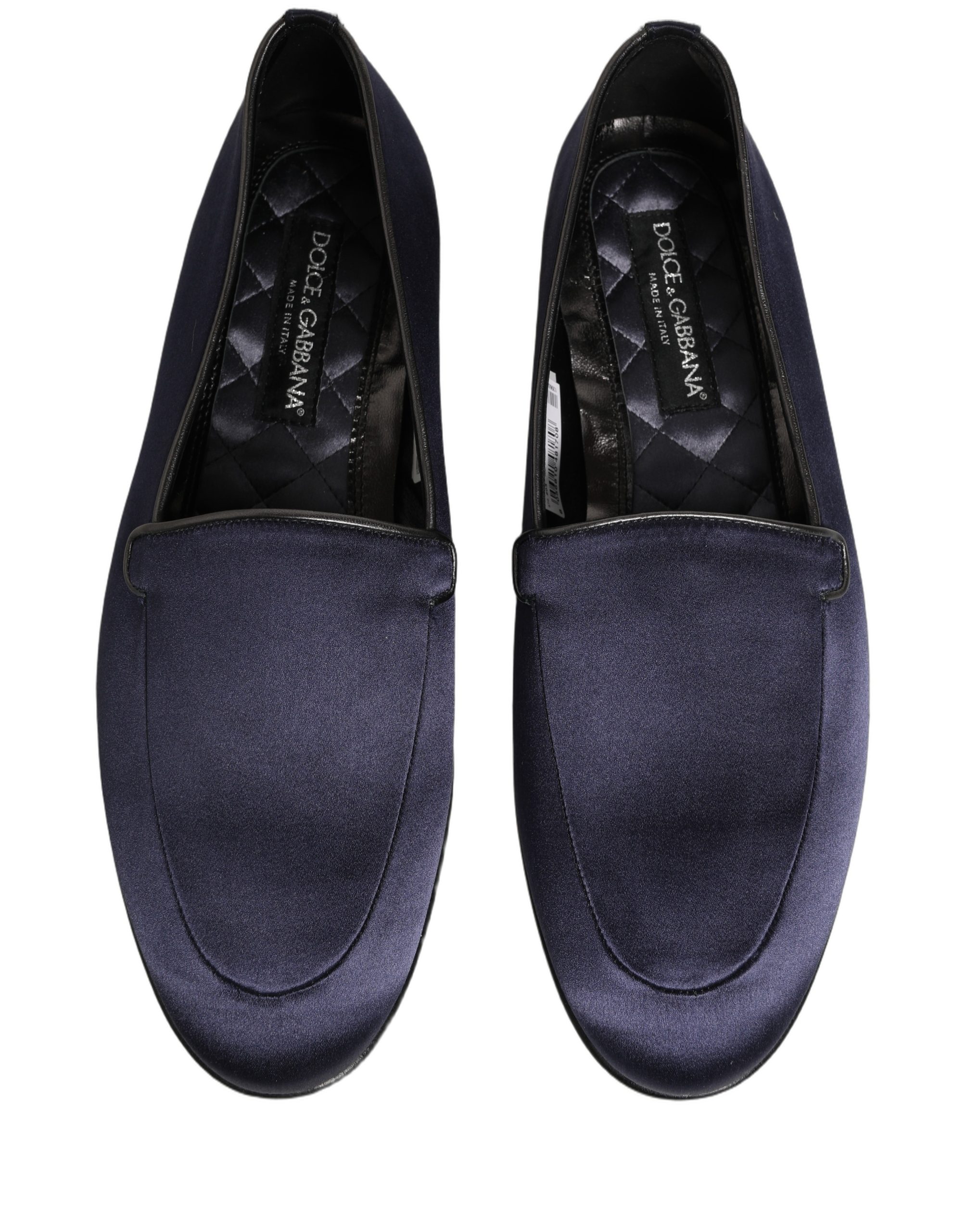 Dolce & Gabbana Blue Satin Logo Slip On Flats Loafers Shoes - Image 4