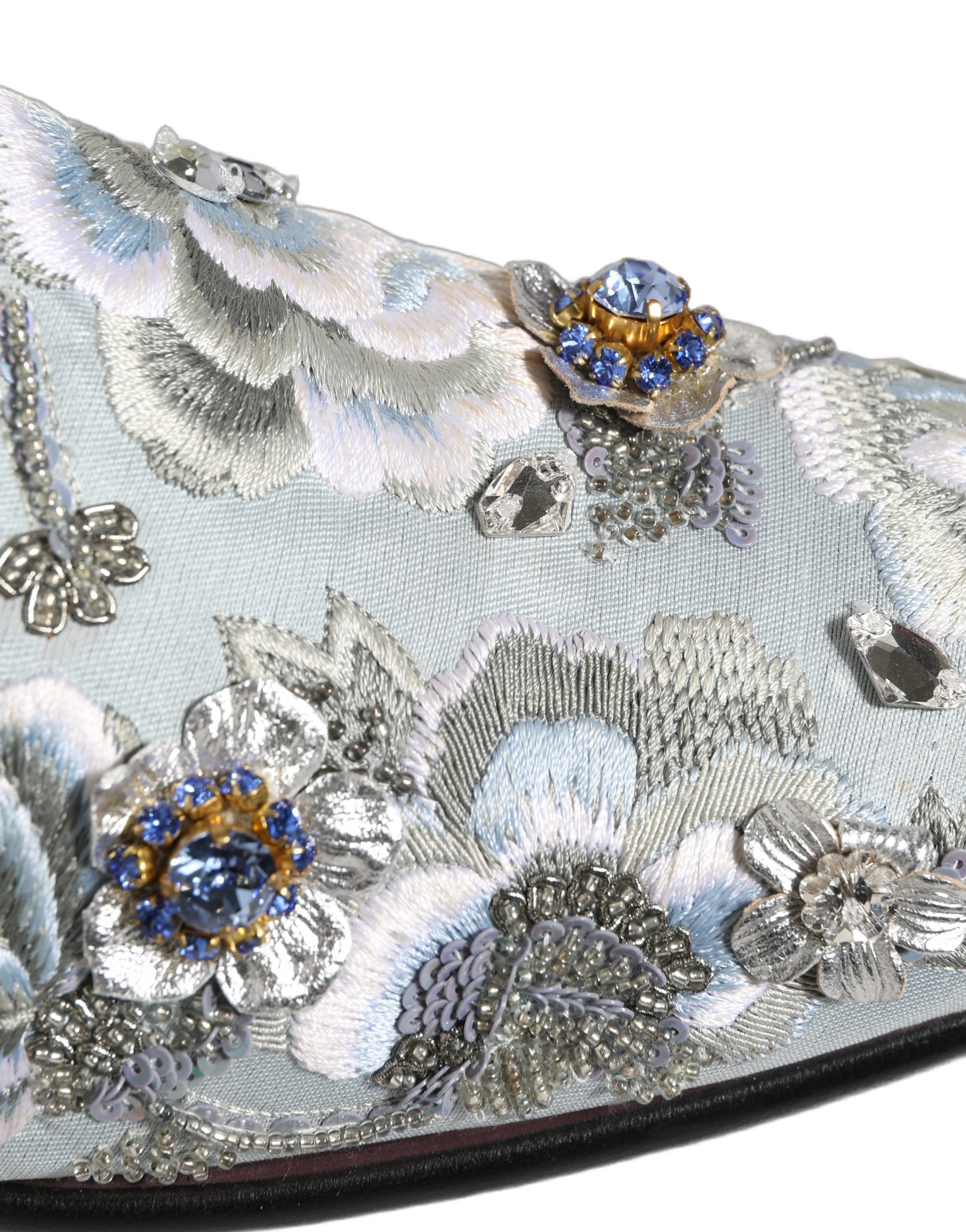 Dolce & Gabbana White Floral Embellished Men Loafers Shoes - Image 3