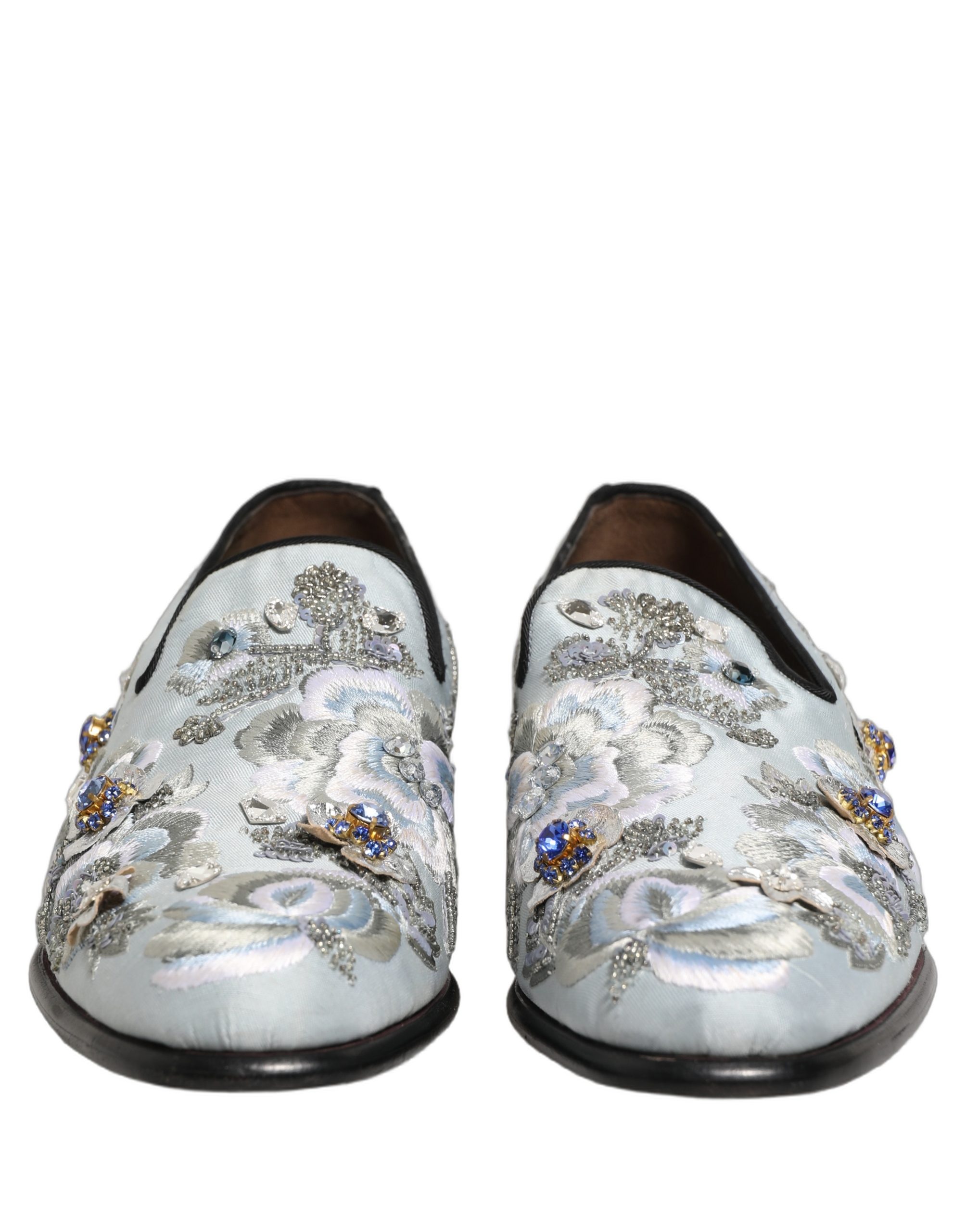 Dolce & Gabbana White Floral Embellished Men Loafers Shoes - Image 4