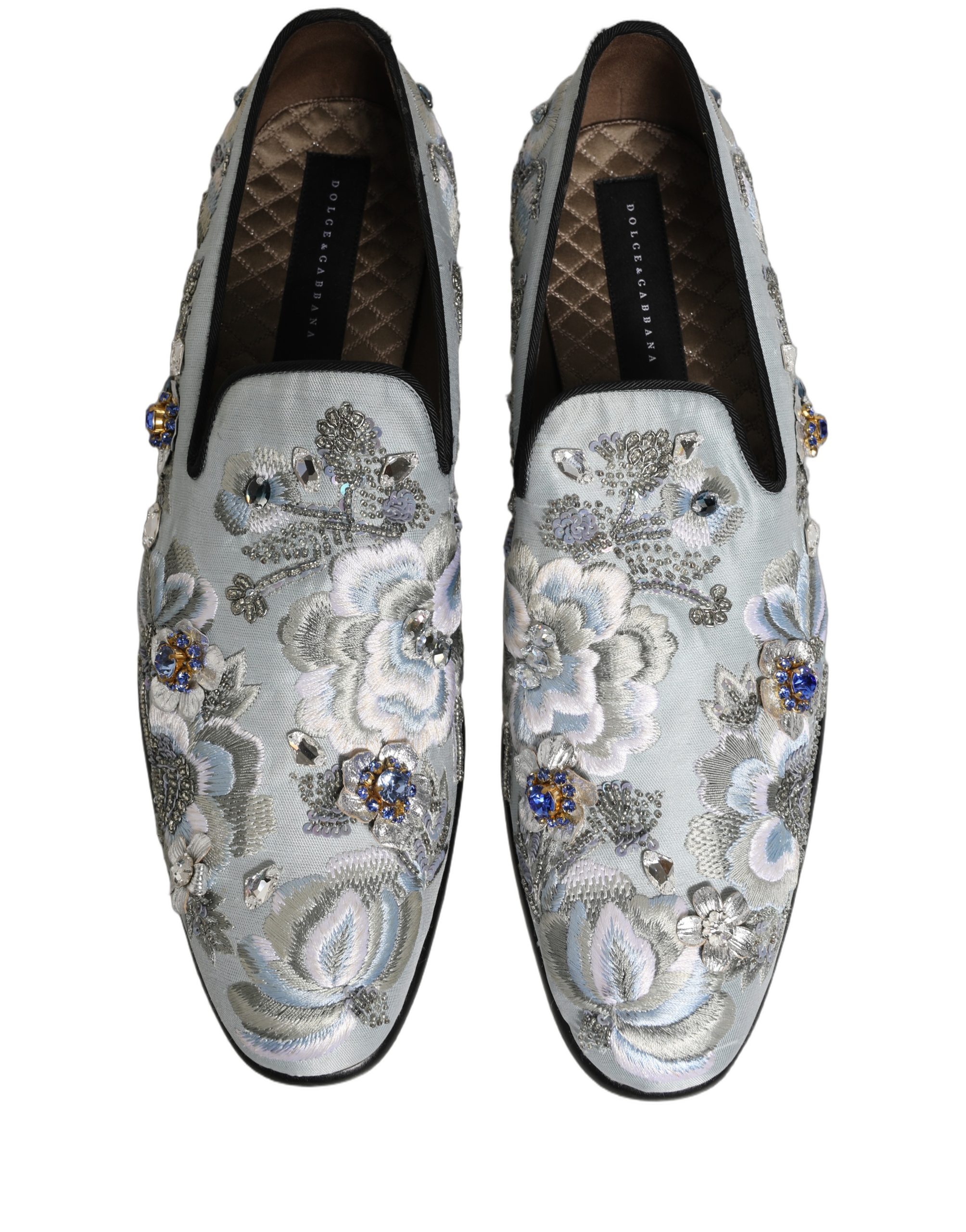 Dolce & Gabbana White Floral Embellished Men Loafers Shoes - Image 5