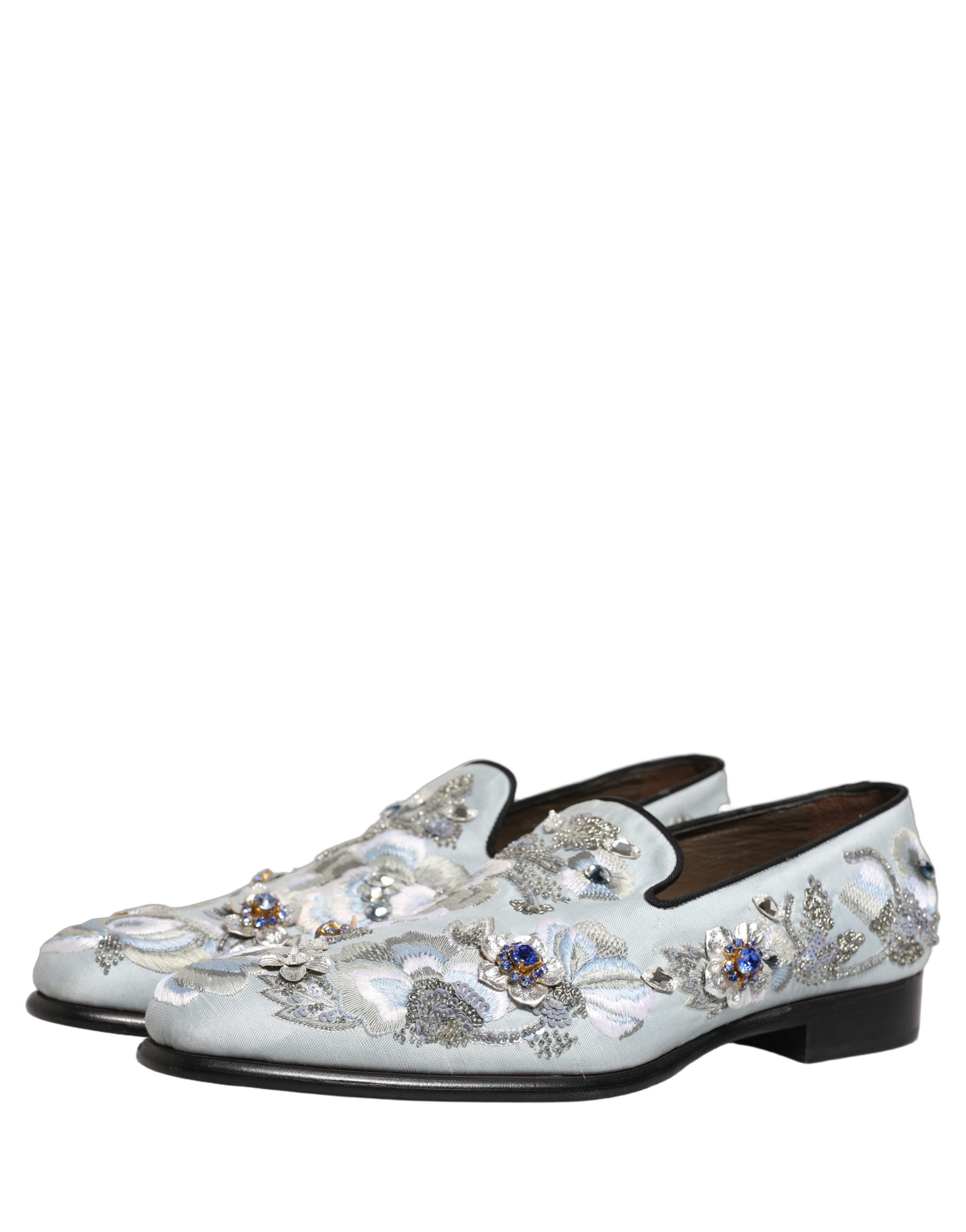Dolce & Gabbana White Floral Embellished Men Loafers Shoes - Image 6