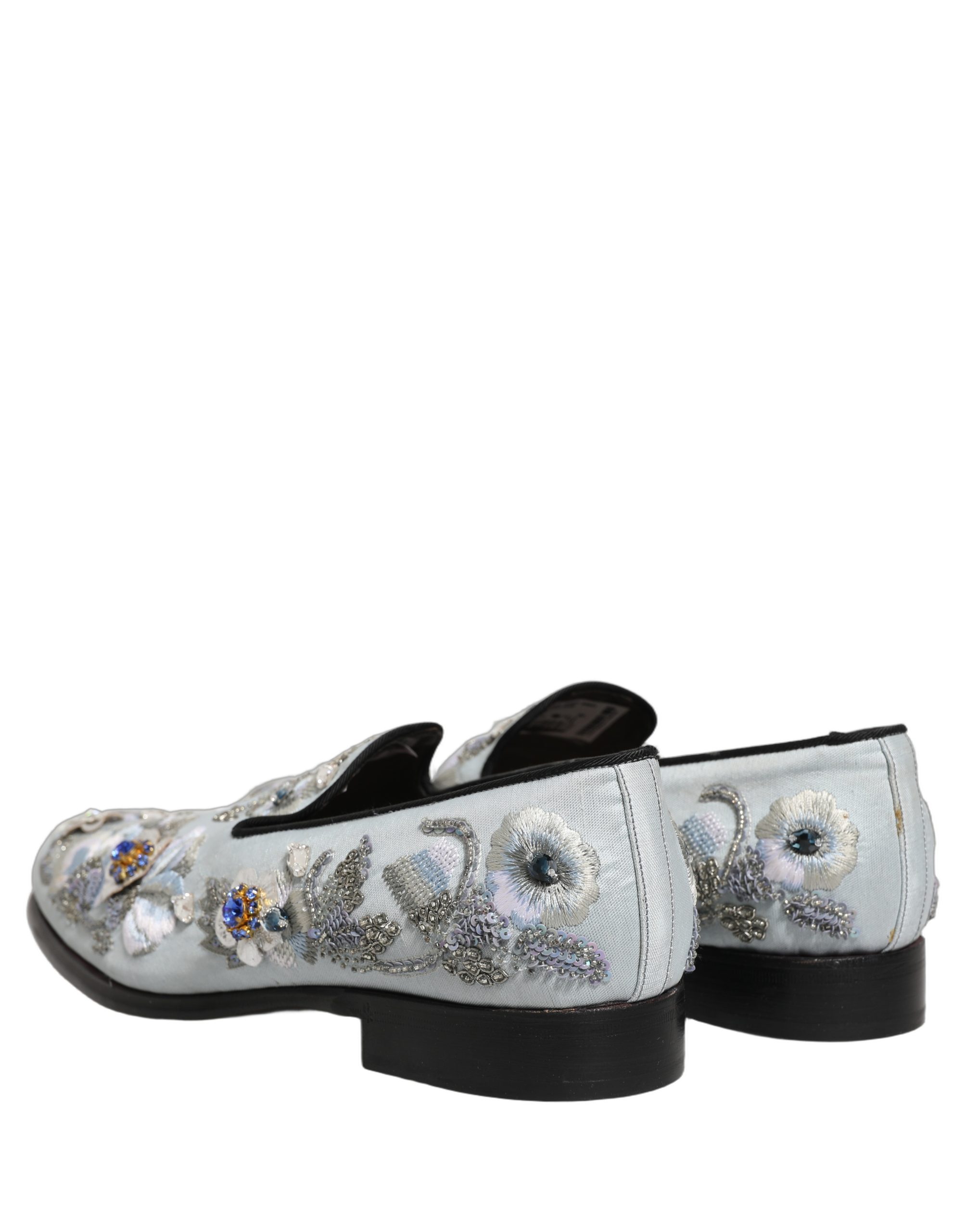 Dolce & Gabbana White Floral Embellished Men Loafers Shoes - Image 7