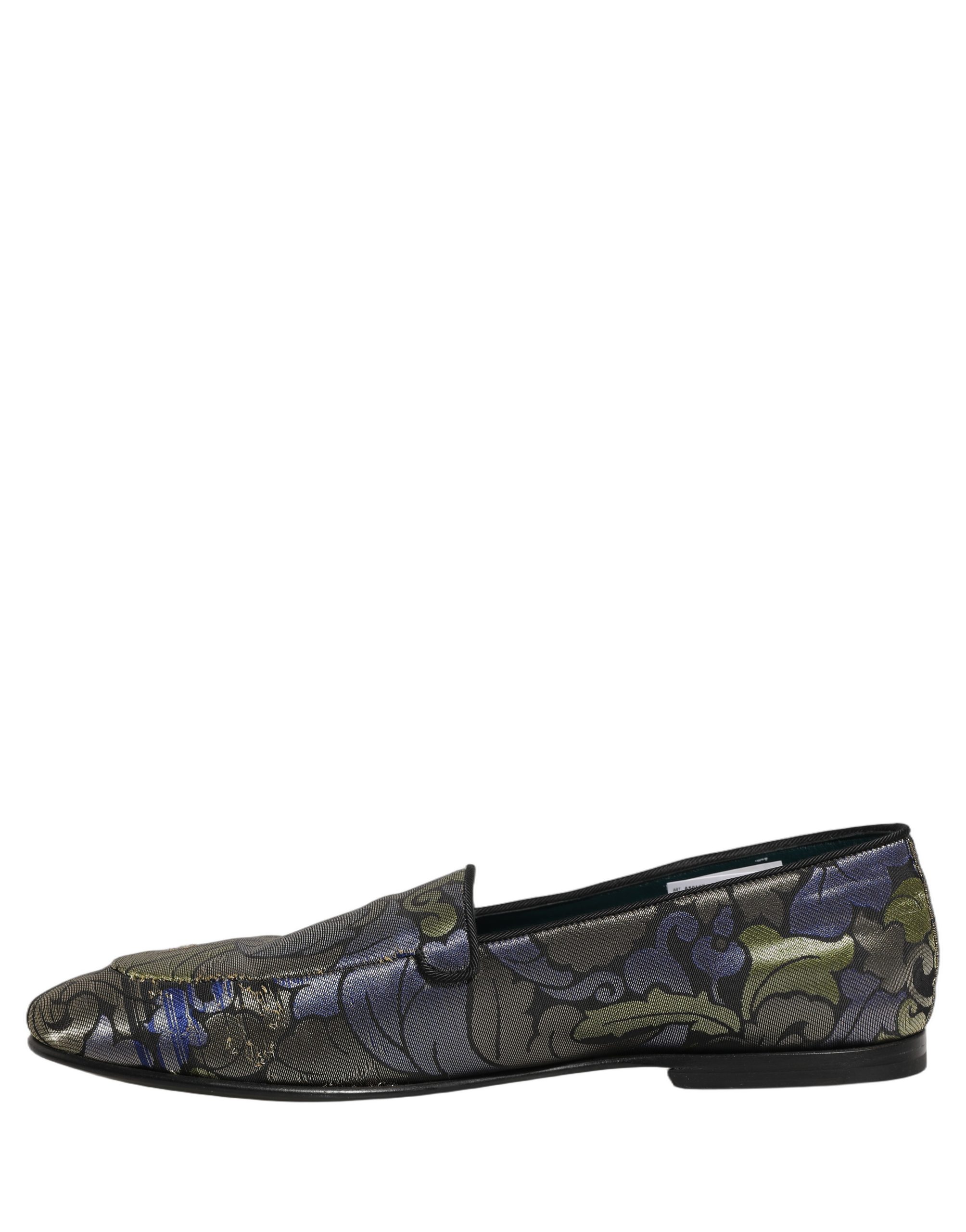 Dolce & Gabbana Multicolor Floral Jacquard Men Loafers Shoes - Image 7