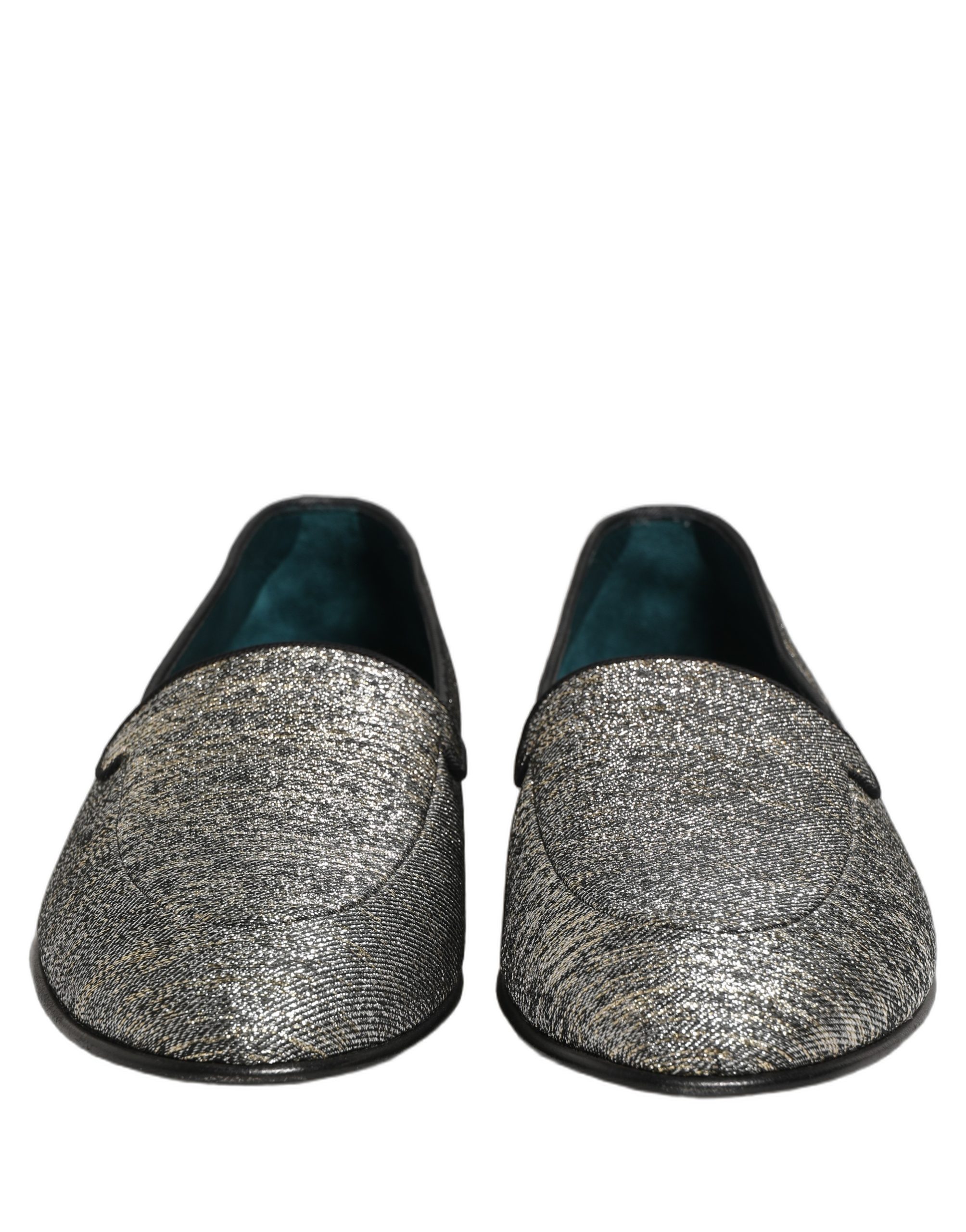 Dolce & Gabbana Gray Lurex Glitter Men Dress Loafers Shoes - Image 3