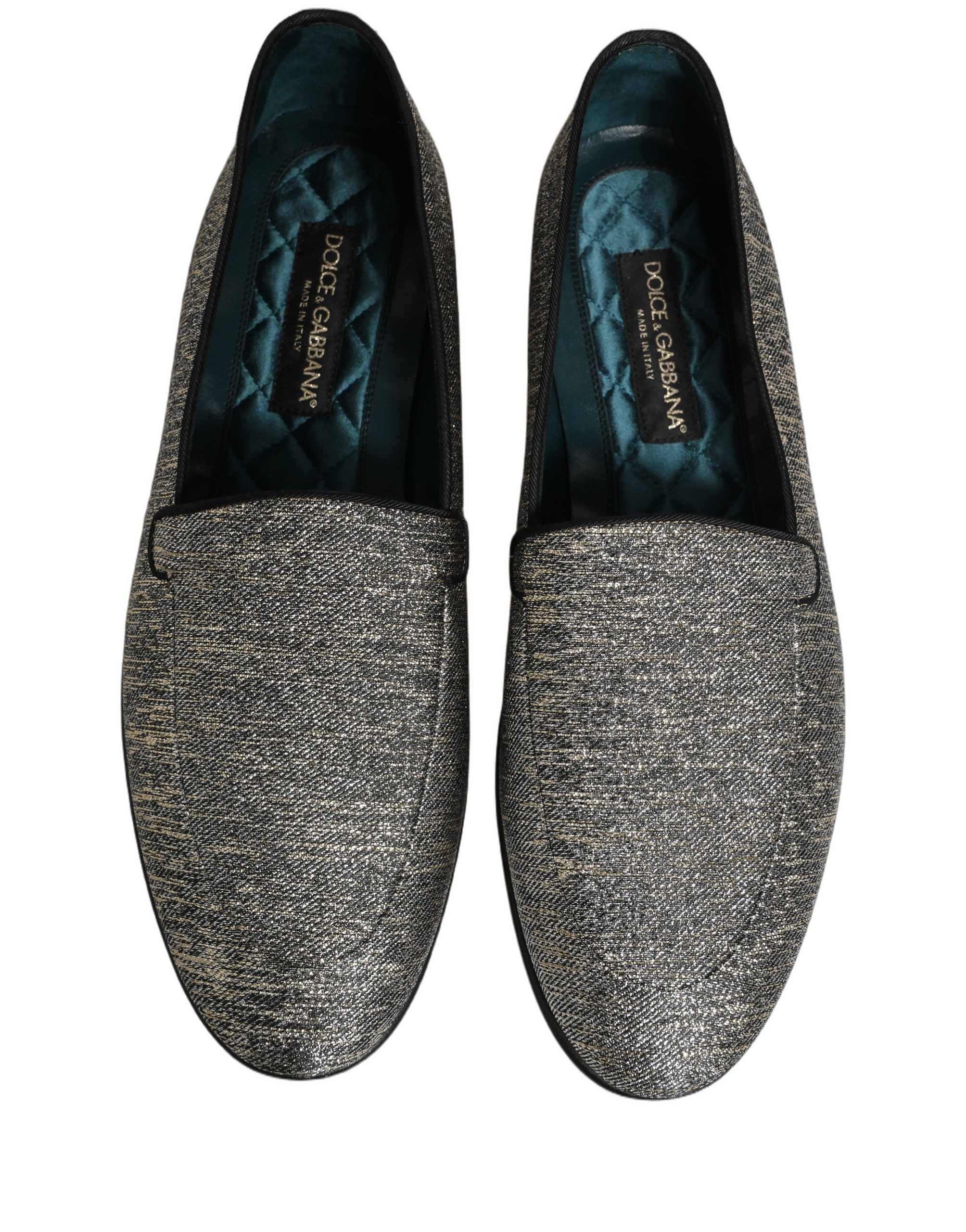 Dolce & Gabbana Gray Lurex Glitter Men Dress Loafers Shoes - Image 4
