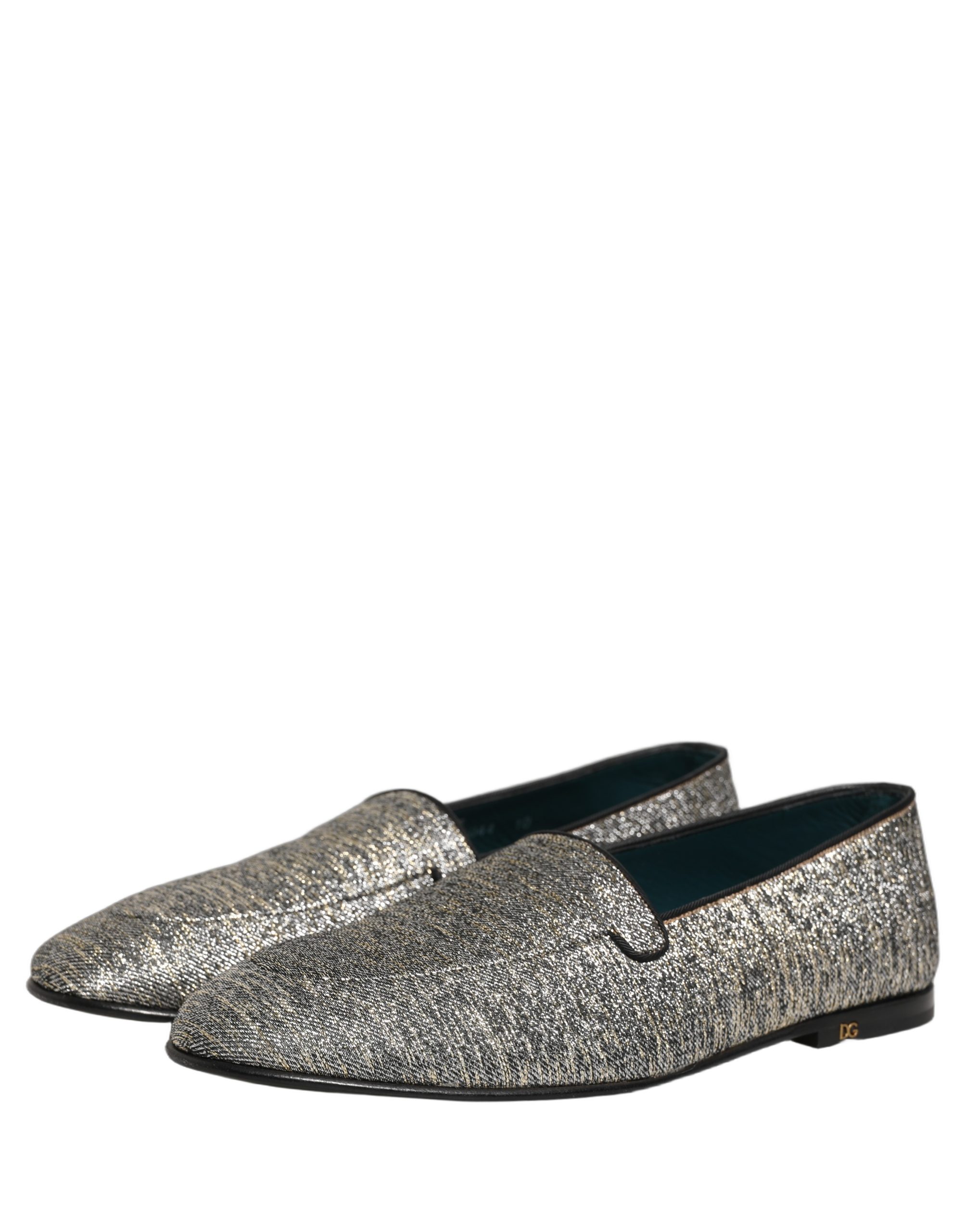Dolce & Gabbana Gray Lurex Glitter Men Dress Loafers Shoes - Image 5