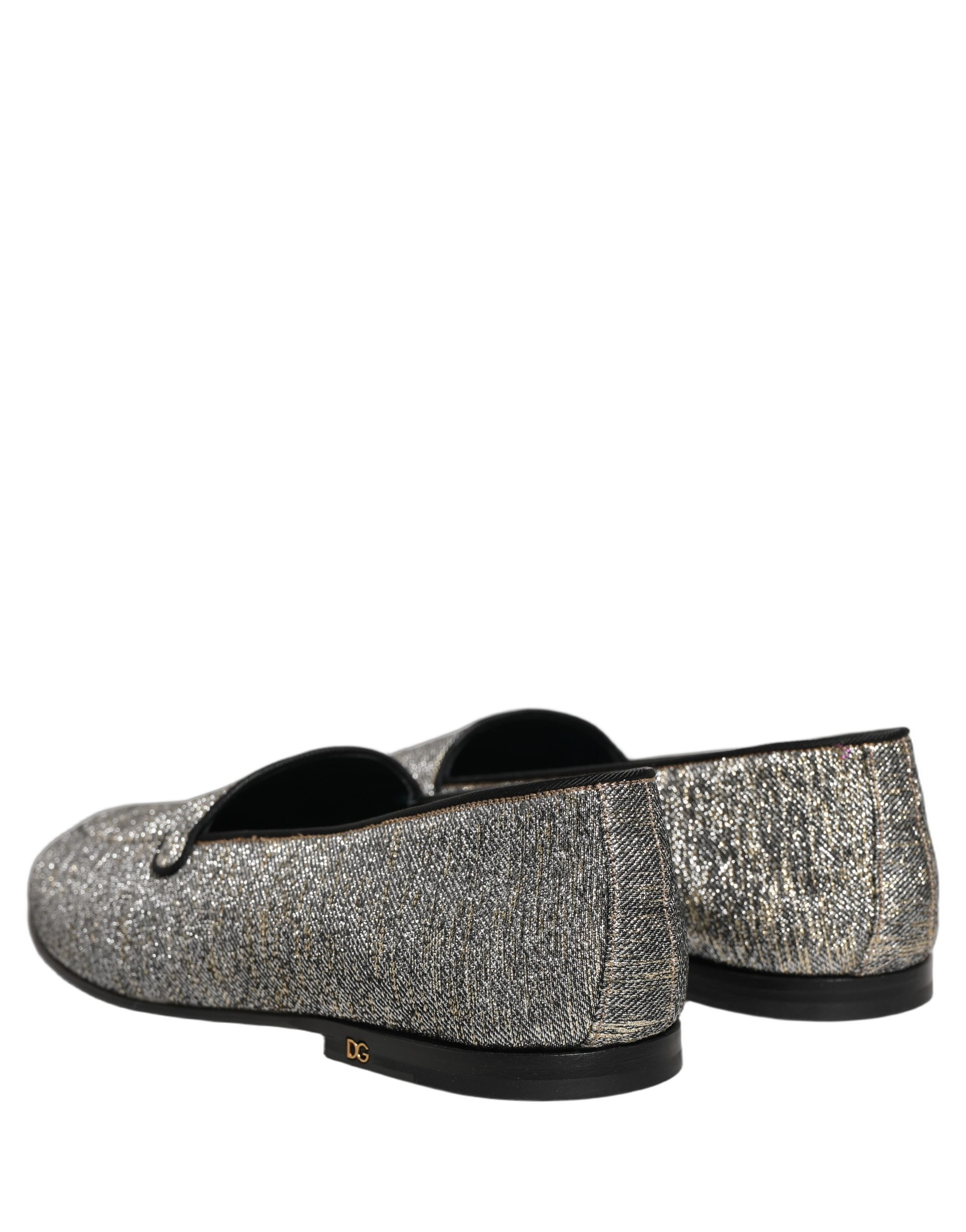 Dolce & Gabbana Gray Lurex Glitter Men Dress Loafers Shoes - Image 6