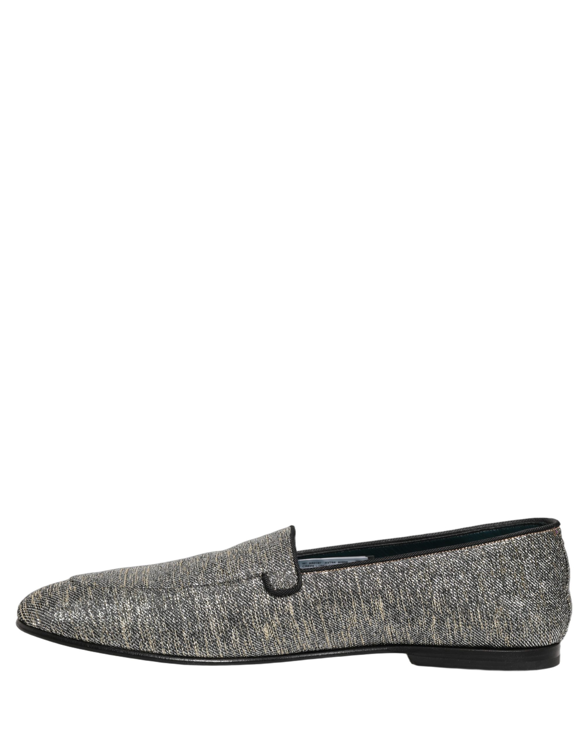 Dolce & Gabbana Gray Lurex Glitter Men Dress Loafers Shoes - Image 7