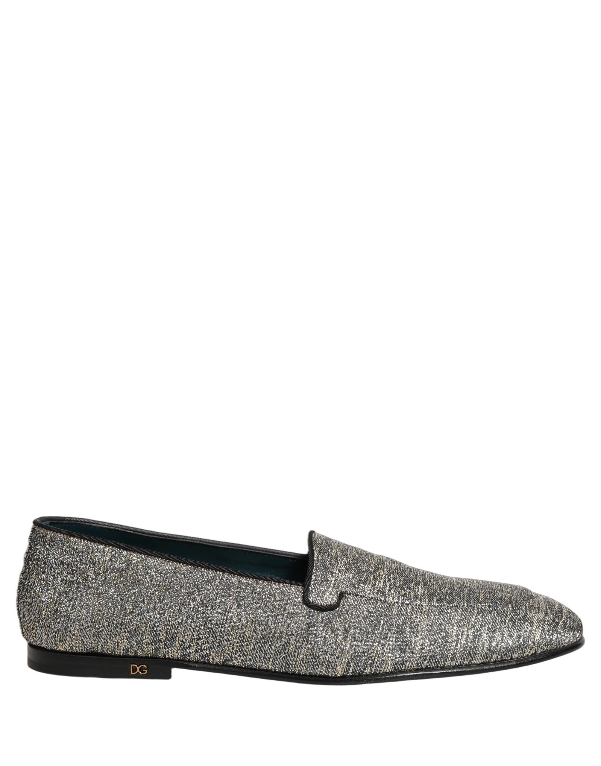 Dolce & Gabbana Gray Lurex Glitter Men Dress Loafers Shoes