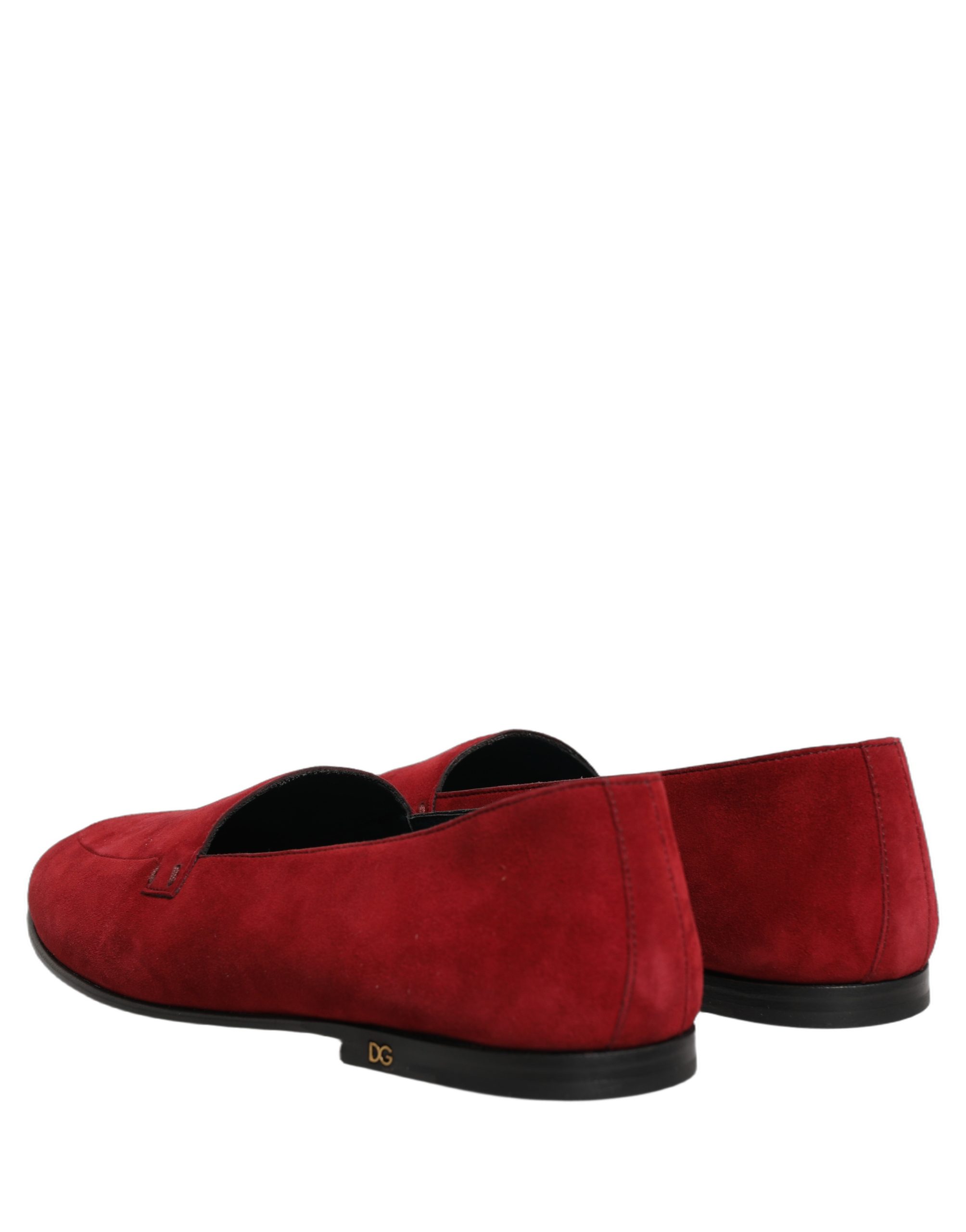 Dolce & Gabbana Red Suede Logo Slip On Flats Loafers Shoes - Image 3