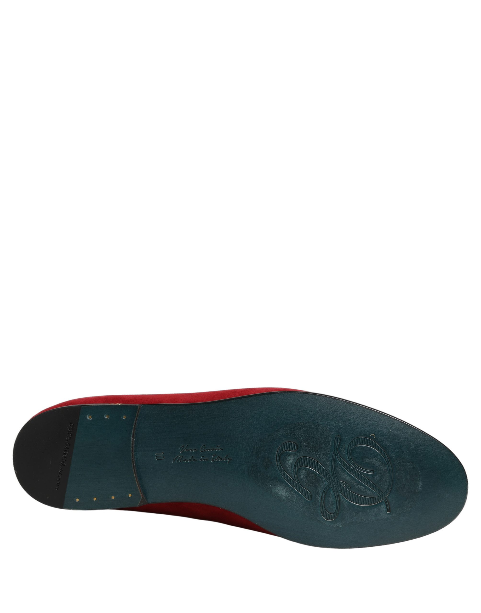 Dolce & Gabbana Red Suede Logo Slip On Flats Loafers Shoes - Image 8