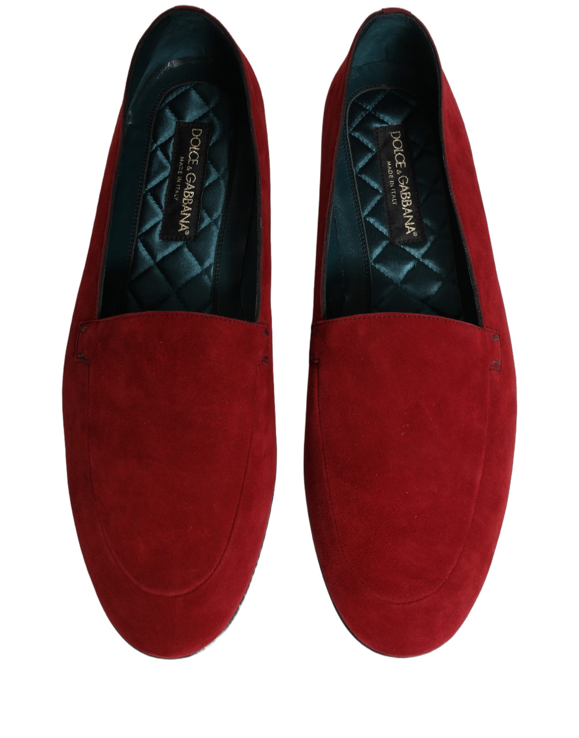 Dolce & Gabbana Red Suede Logo Slip On Flats Loafers Shoes - Image 6