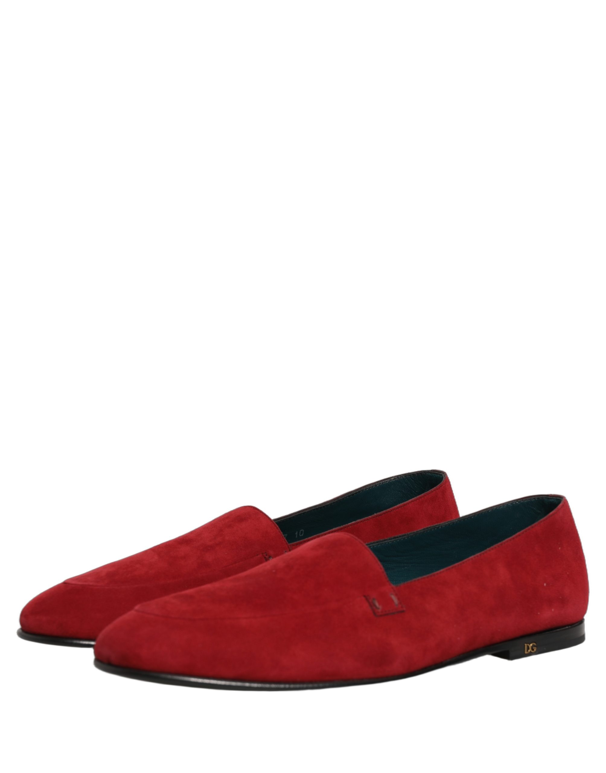Dolce & Gabbana Red Suede Logo Slip On Flats Loafers Shoes - Image 7