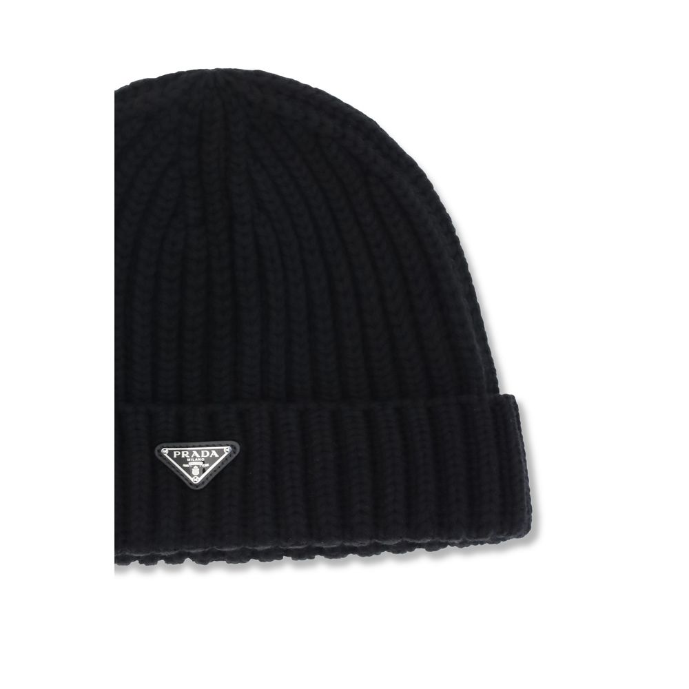 Prada Black Wool Oves Aries Beanie - Image 3