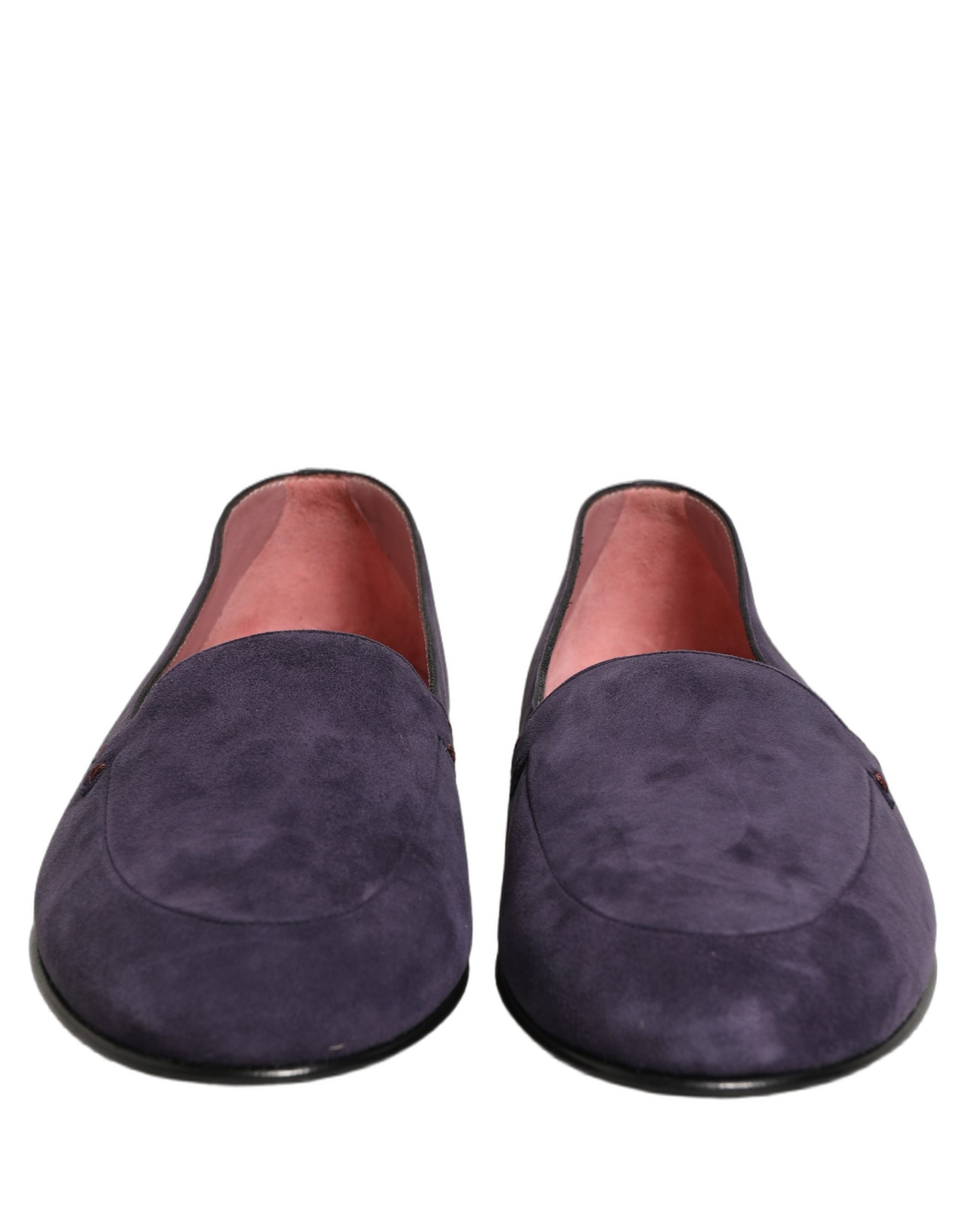 Dolce & Gabbana Violet Velvet Slip On Men Flats Loafers Shoes - Image 3