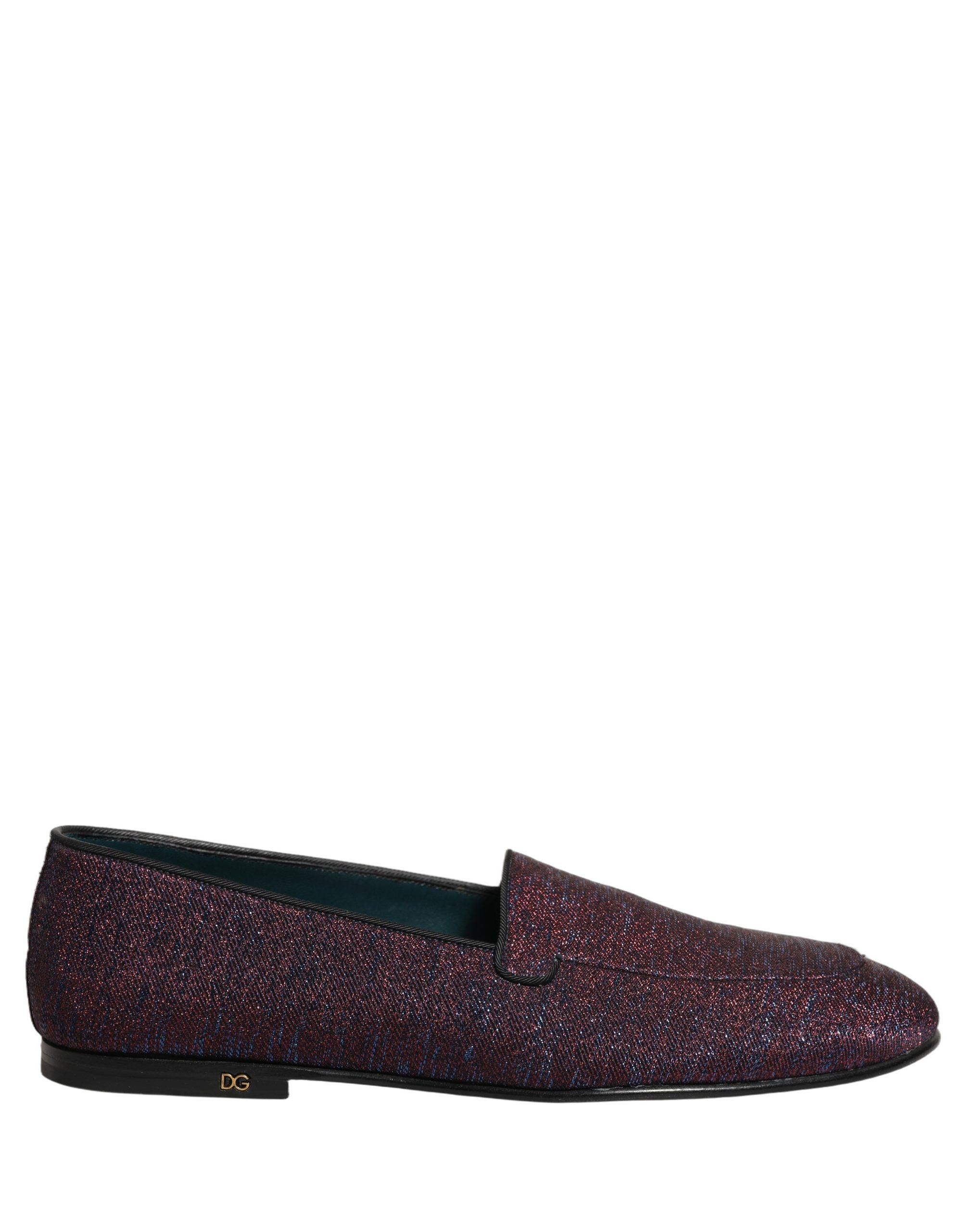 Dolce & Gabbana Maroon Glitter Lurex Logo Dress Loafers Shoes - Image 2