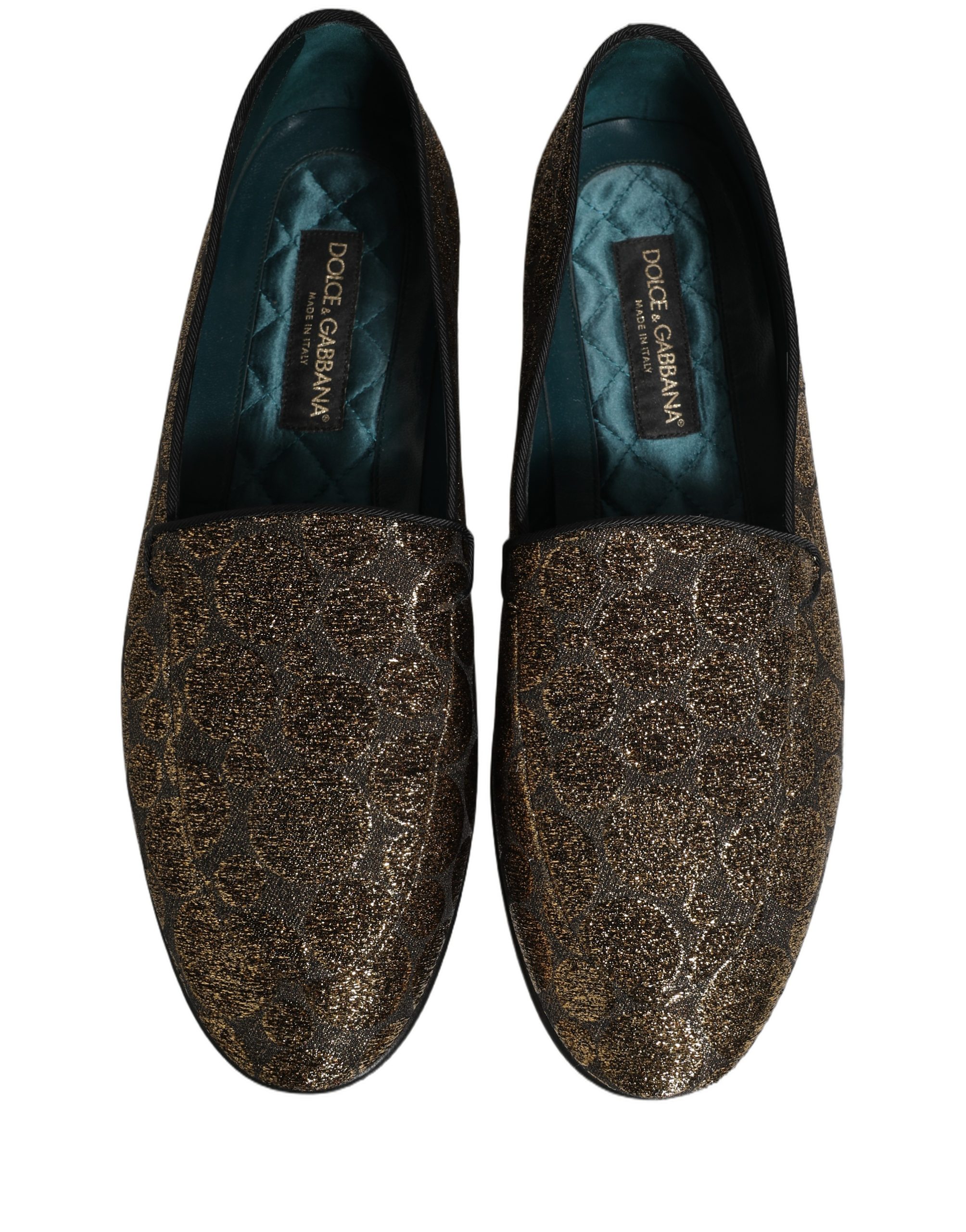 Dolce & Gabbana Gold Lurex Glitter Men Slip On Loafers Shoes - Image 5