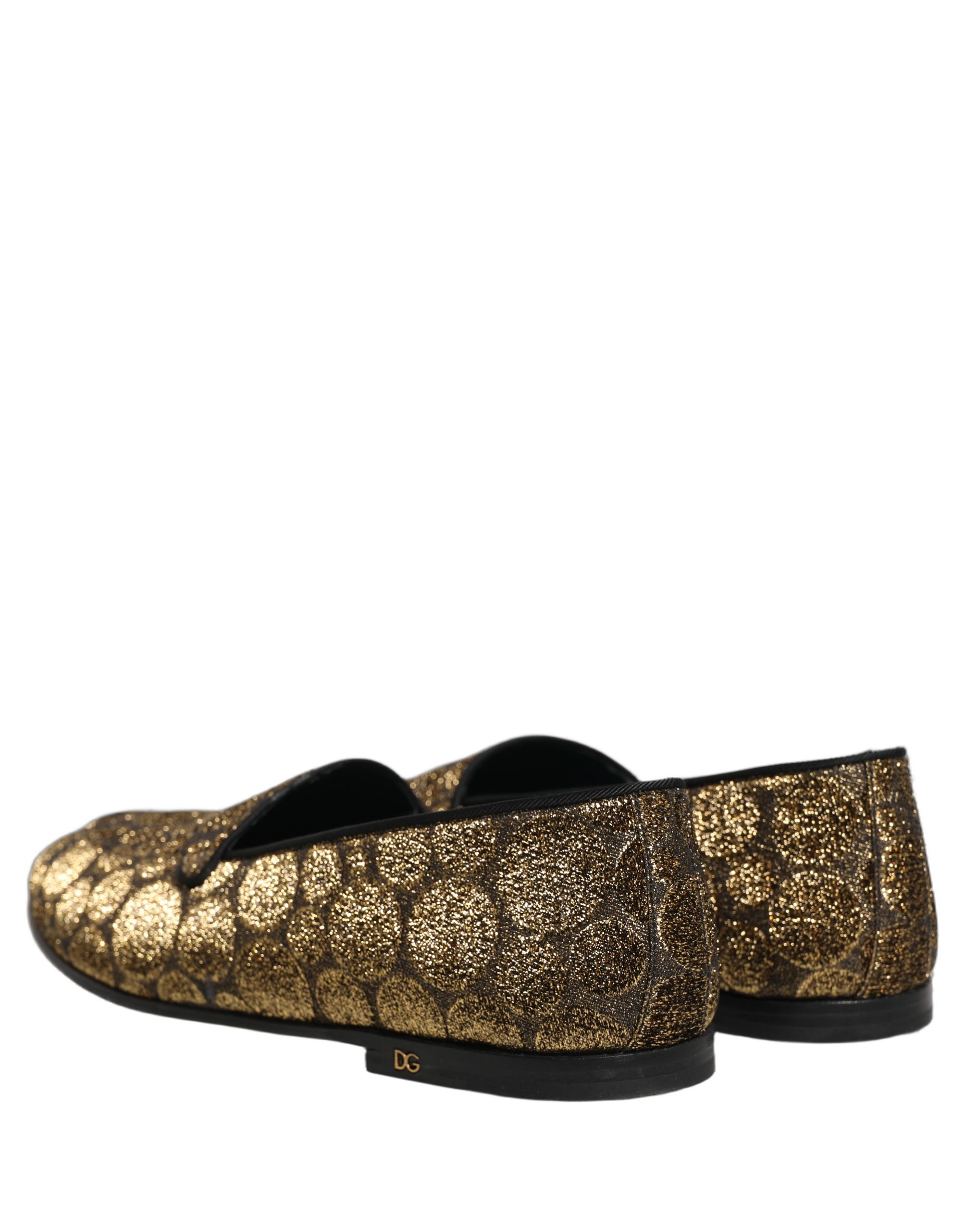 Dolce & Gabbana Gold Lurex Glitter Men Slip On Loafers Shoes - Image 7