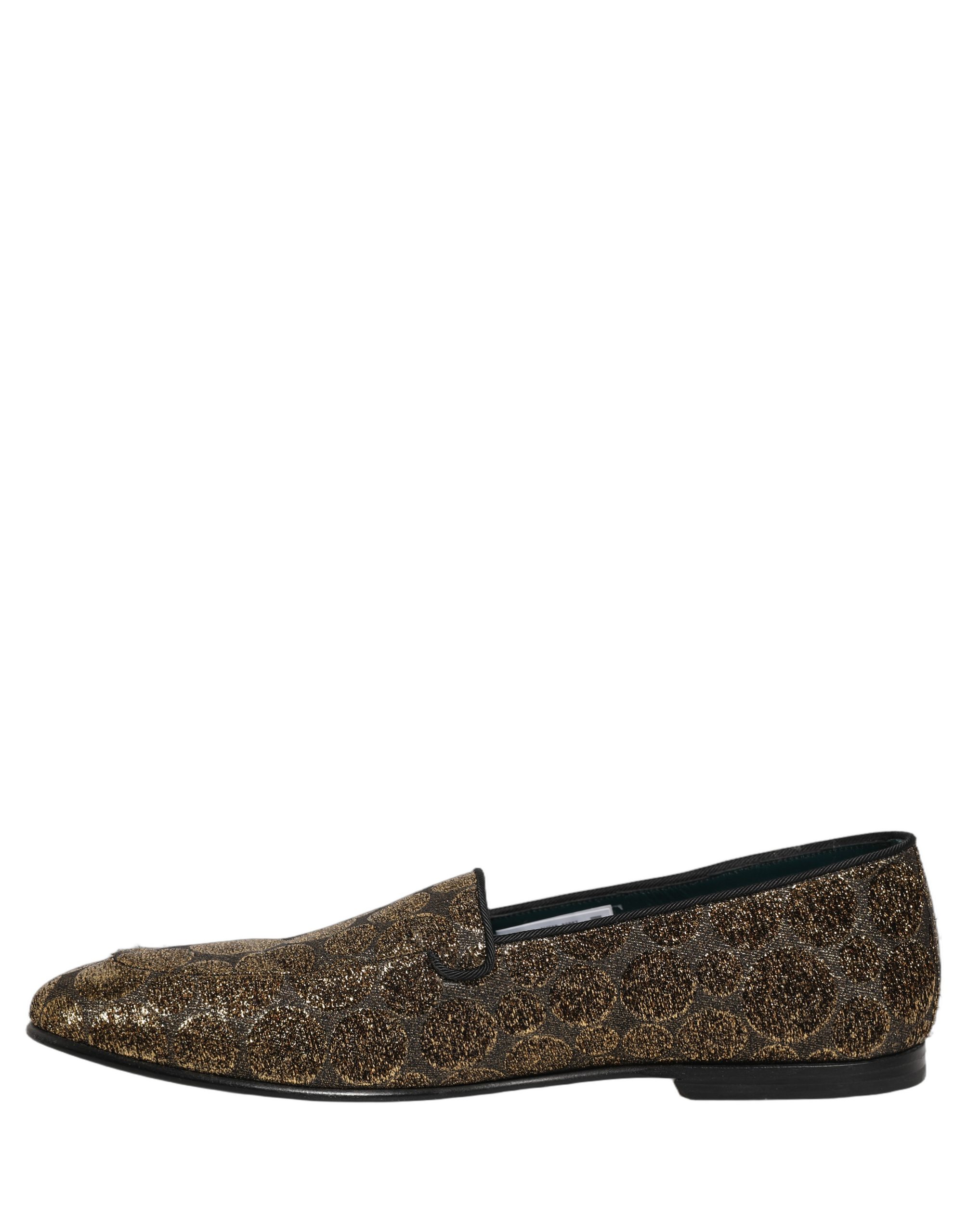 Dolce & Gabbana Gold Lurex Glitter Men Slip On Loafers Shoes - Image 8