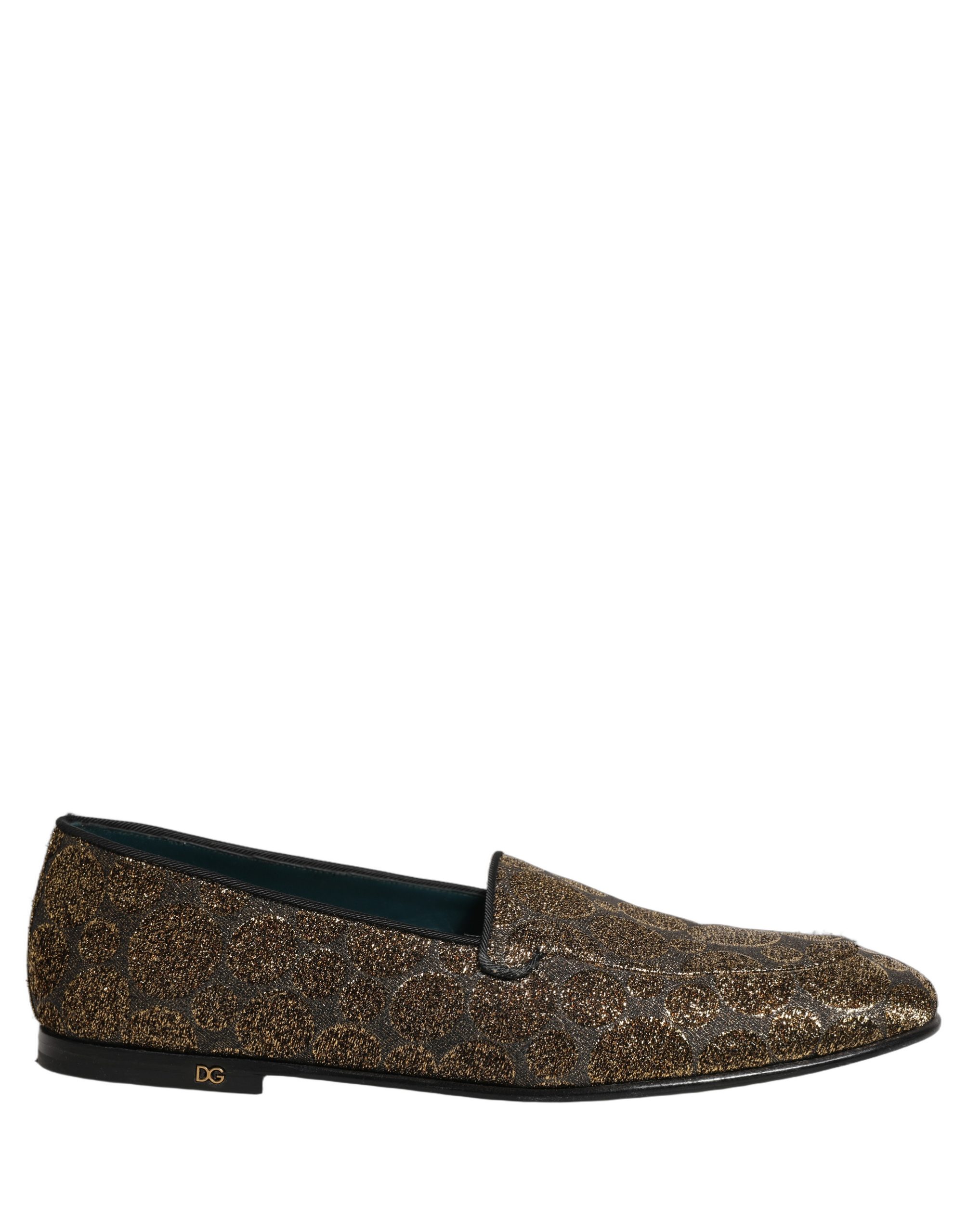 Dolce & Gabbana Gold Lurex Glitter Men Slip On Loafers Shoes