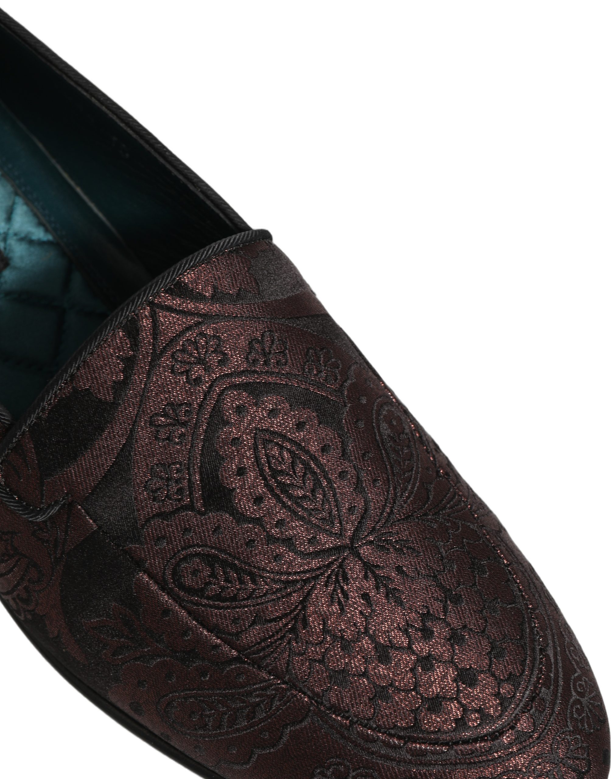 Dolce & Gabbana Maroon Jacquard Leather Slip On Loafers Shoes - Image 8