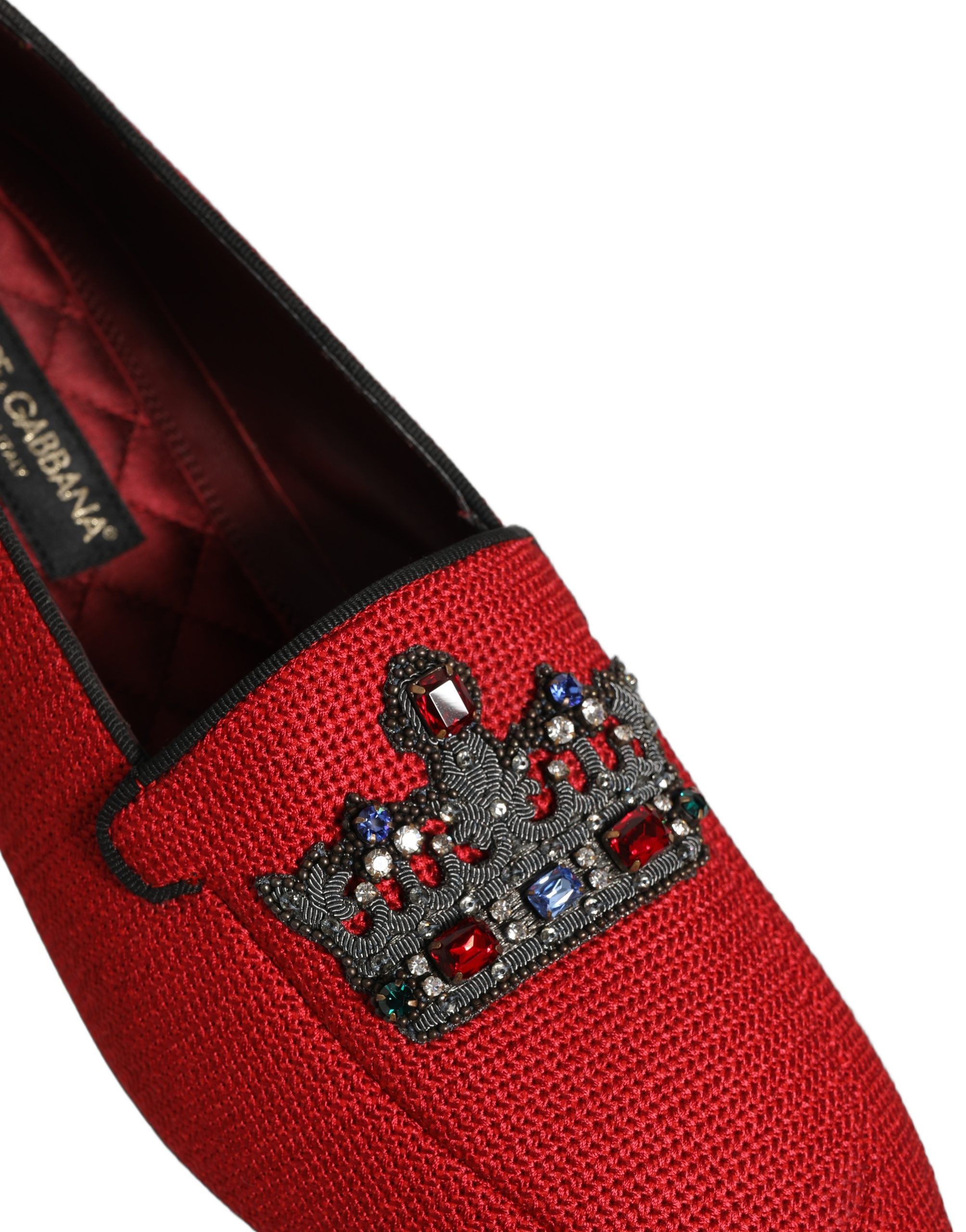Dolce & Gabbana Red Crown Embellished Dress Loafers Shoes - Image 3