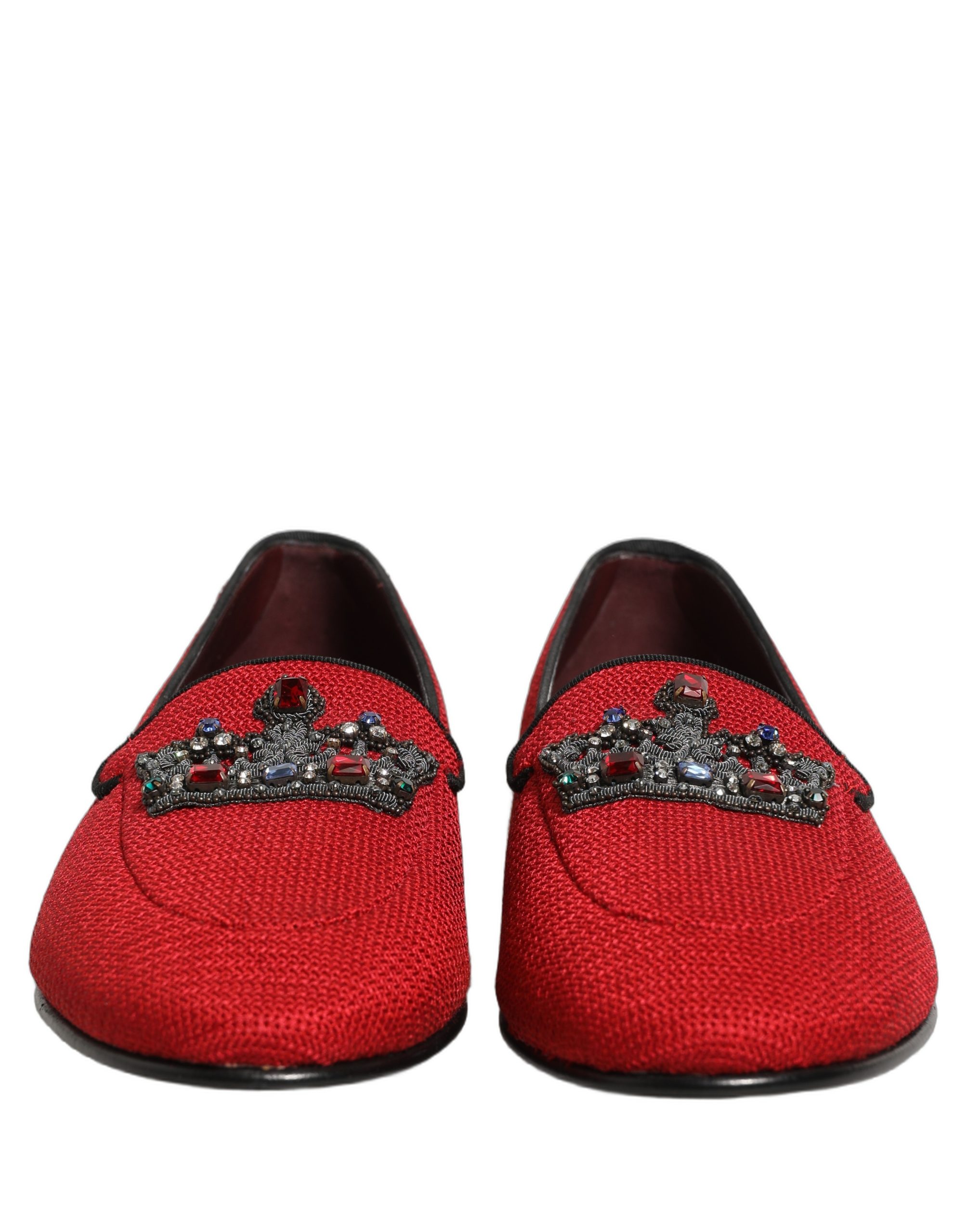 Dolce & Gabbana Red Crown Embellished Dress Loafers Shoes - Image 4