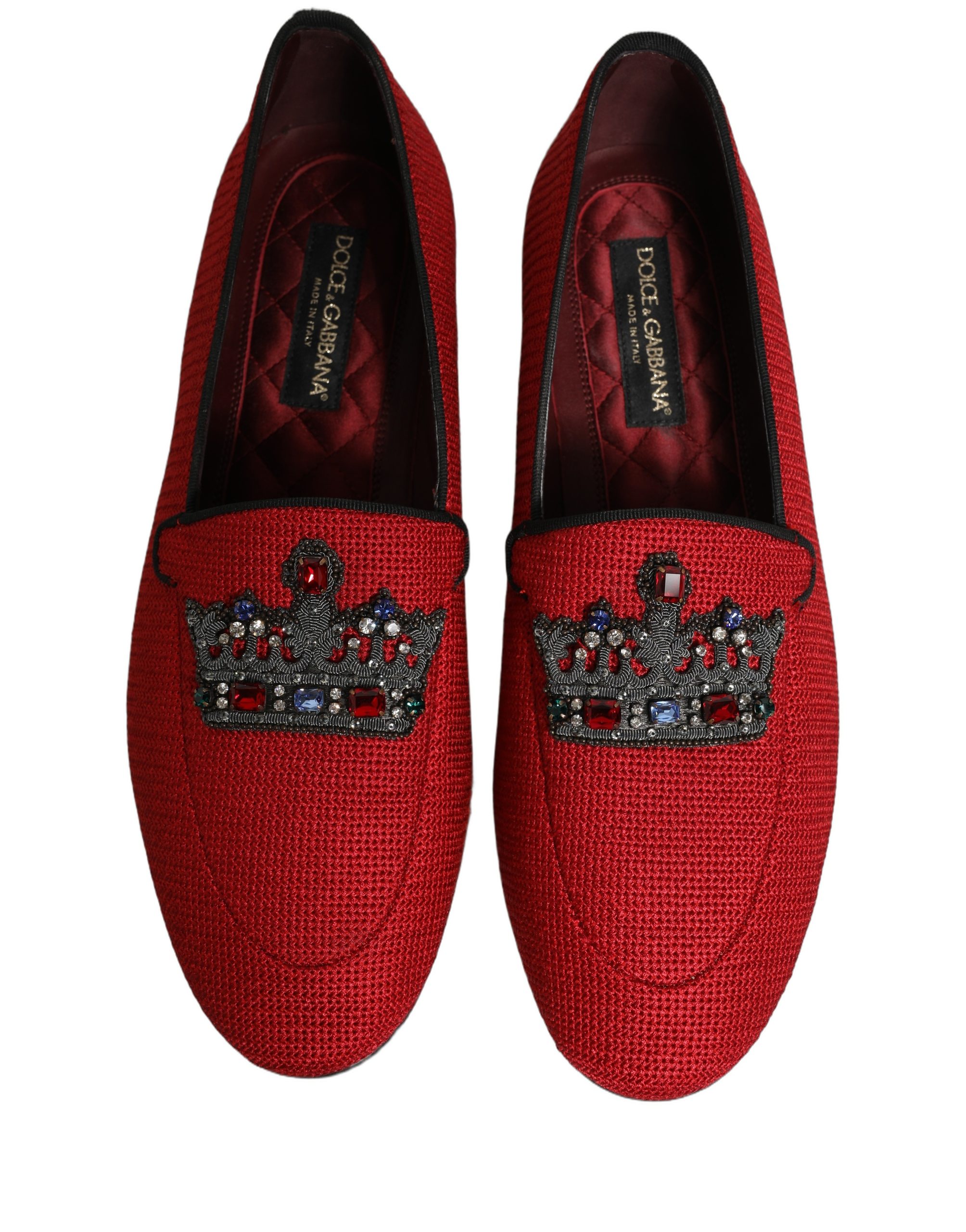 Dolce & Gabbana Red Crown Embellished Dress Loafers Shoes - Image 5