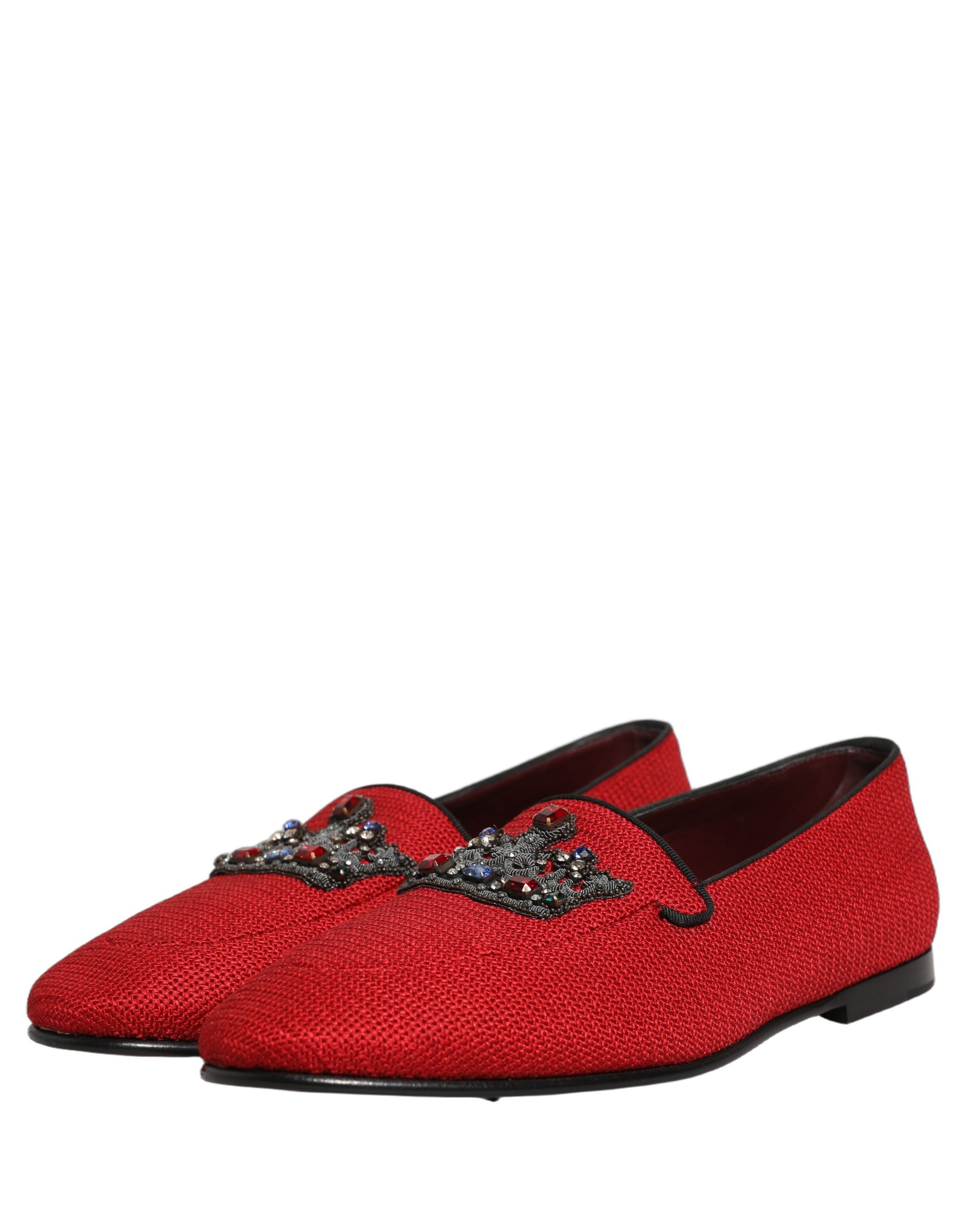 Dolce & Gabbana Red Crown Embellished Dress Loafers Shoes - Image 6