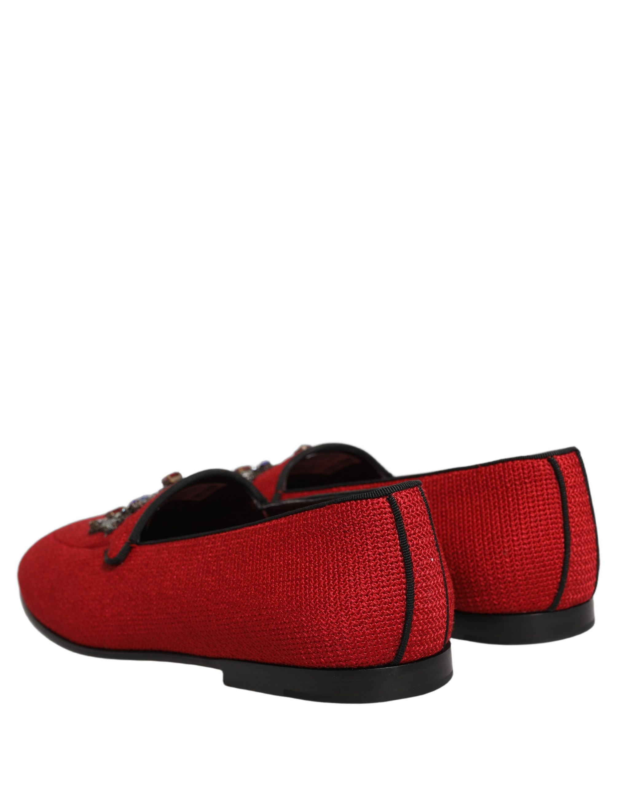 Dolce & Gabbana Red Crown Embellished Dress Loafers Shoes - Image 7