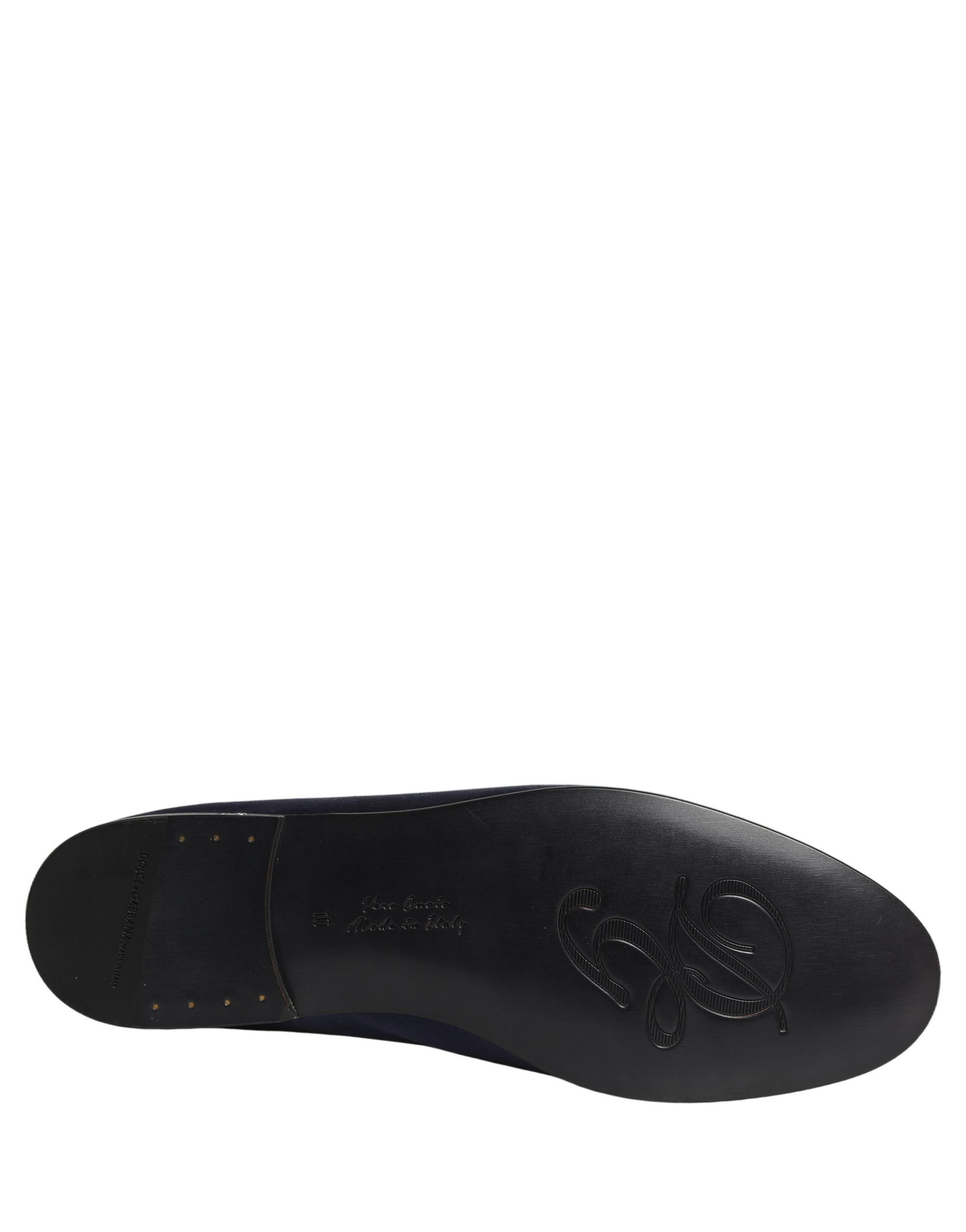 Dolce & Gabbana Navy Blue Satin DG Logo Dress Loafers Shoes - Image 8
