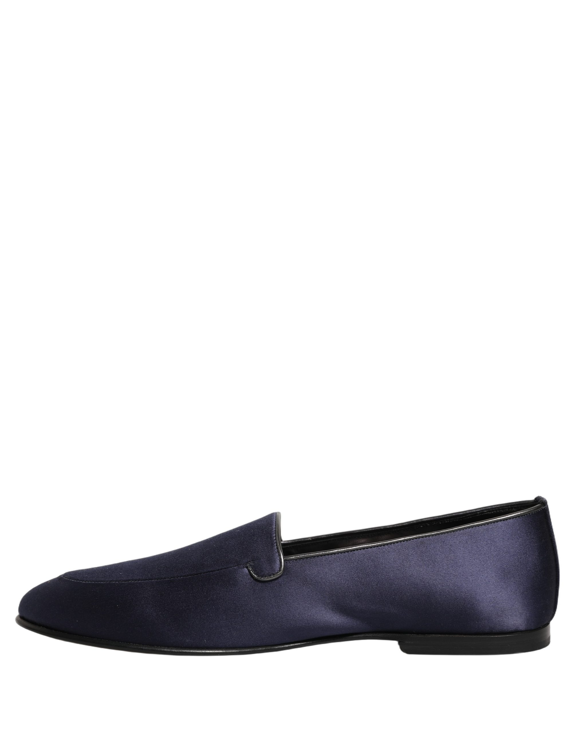Dolce & Gabbana Navy Blue Satin DG Logo Dress Loafers Shoes - Image 7