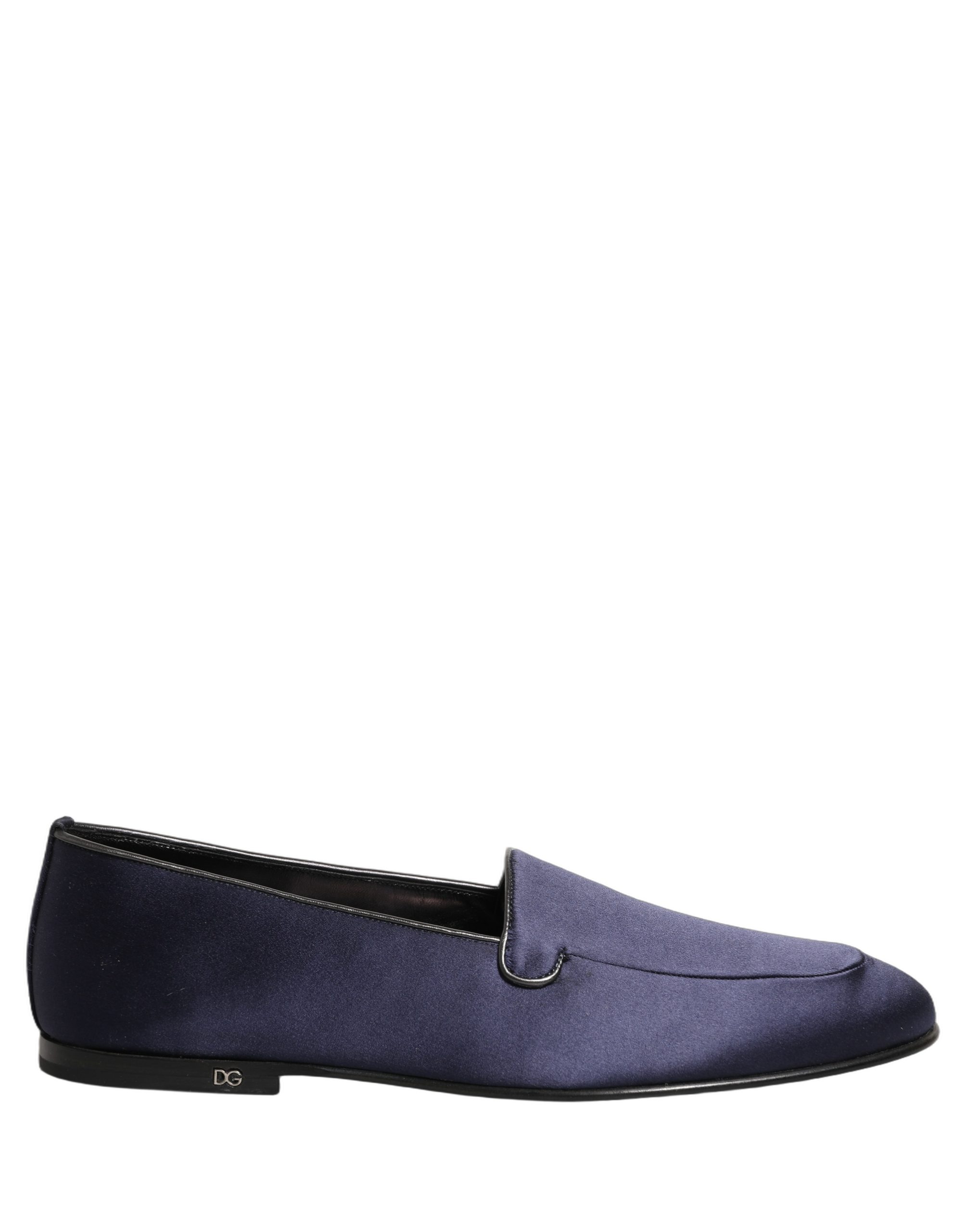 Dolce & Gabbana Navy Blue Satin DG Logo Dress Loafers Shoes - Image 2