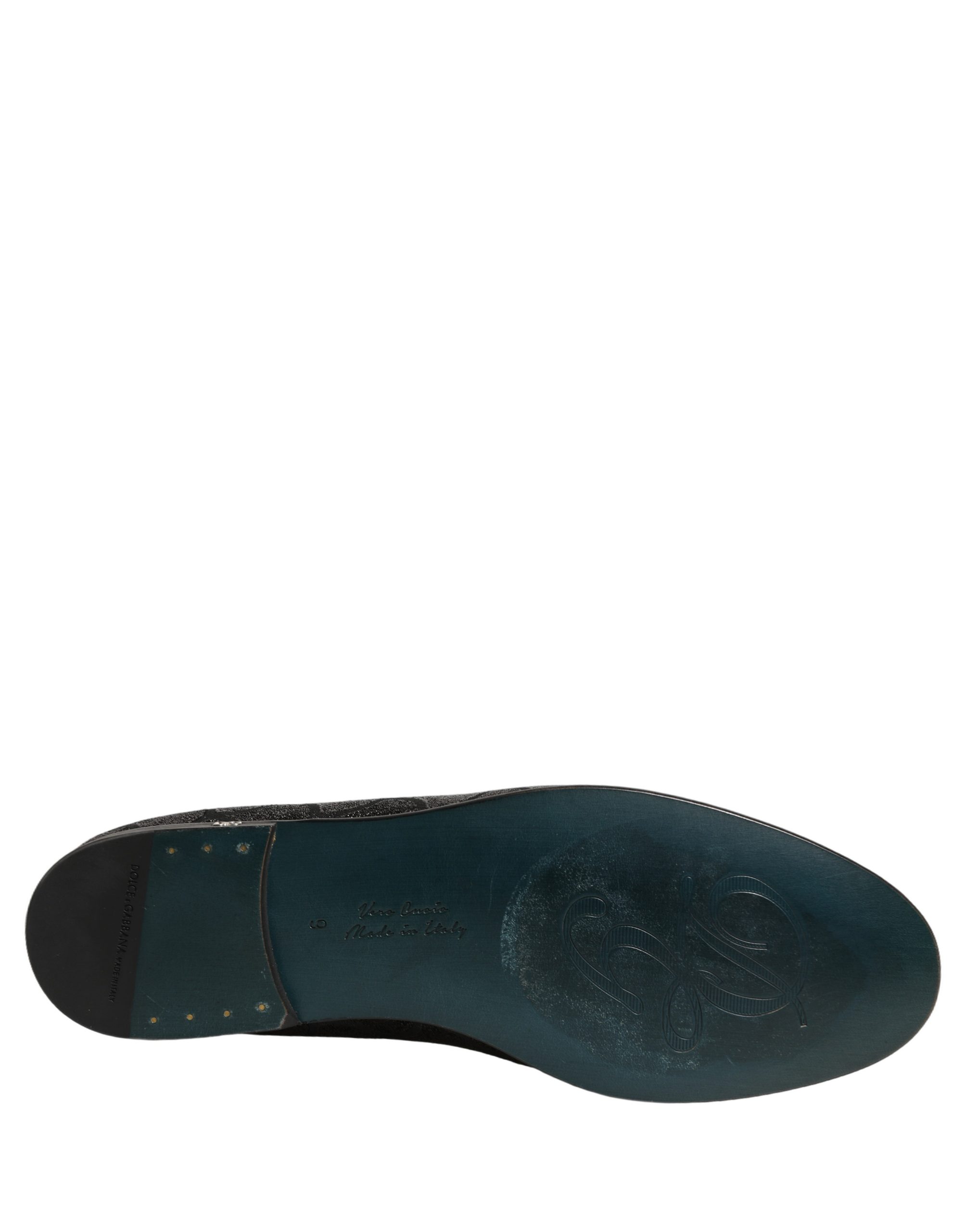 Dolce & Gabbana Black Glitter Brocade Men Dress Loafers Shoes - Image 8
