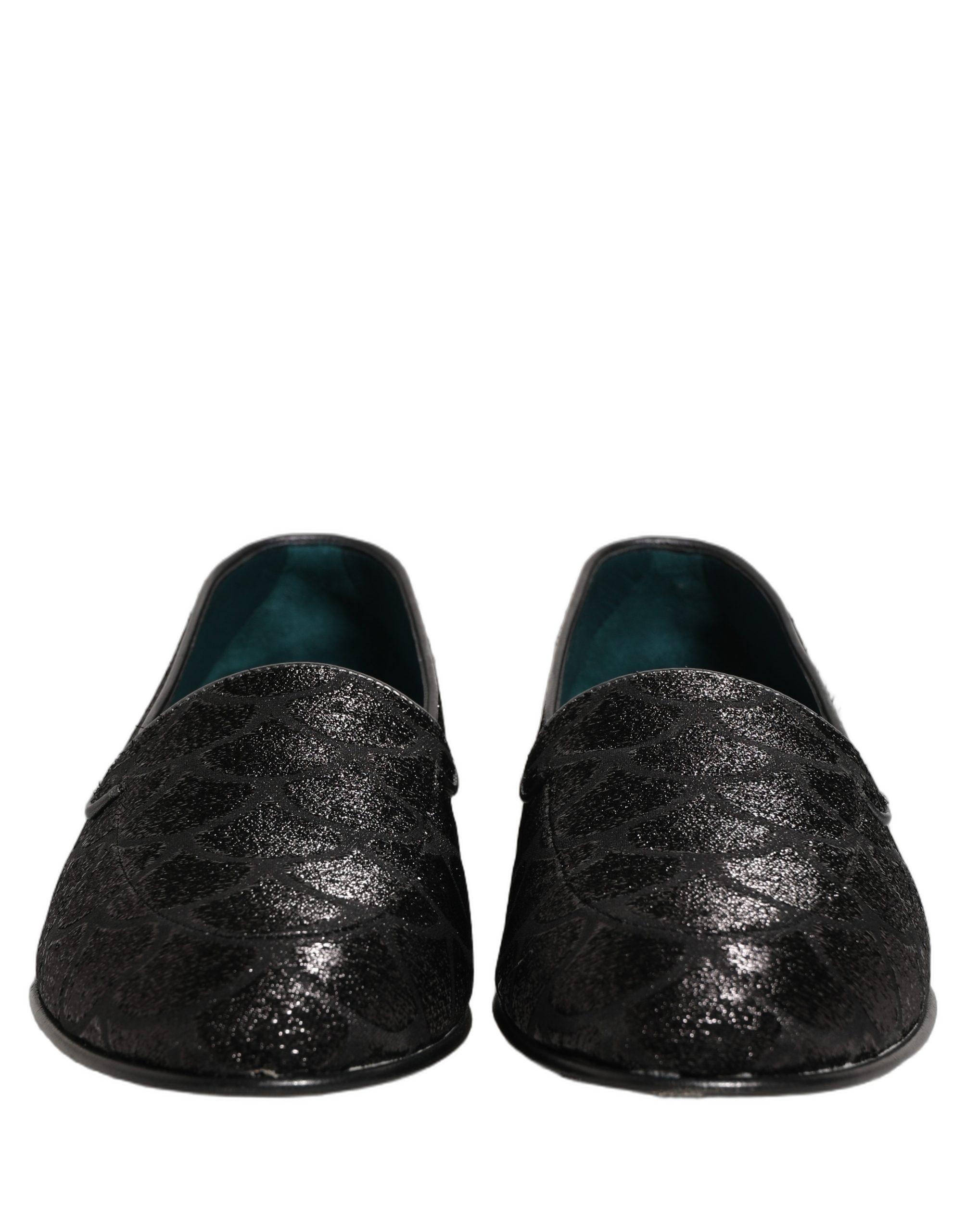 Dolce & Gabbana Black Glitter Brocade Men Dress Loafers Shoes - Image 3