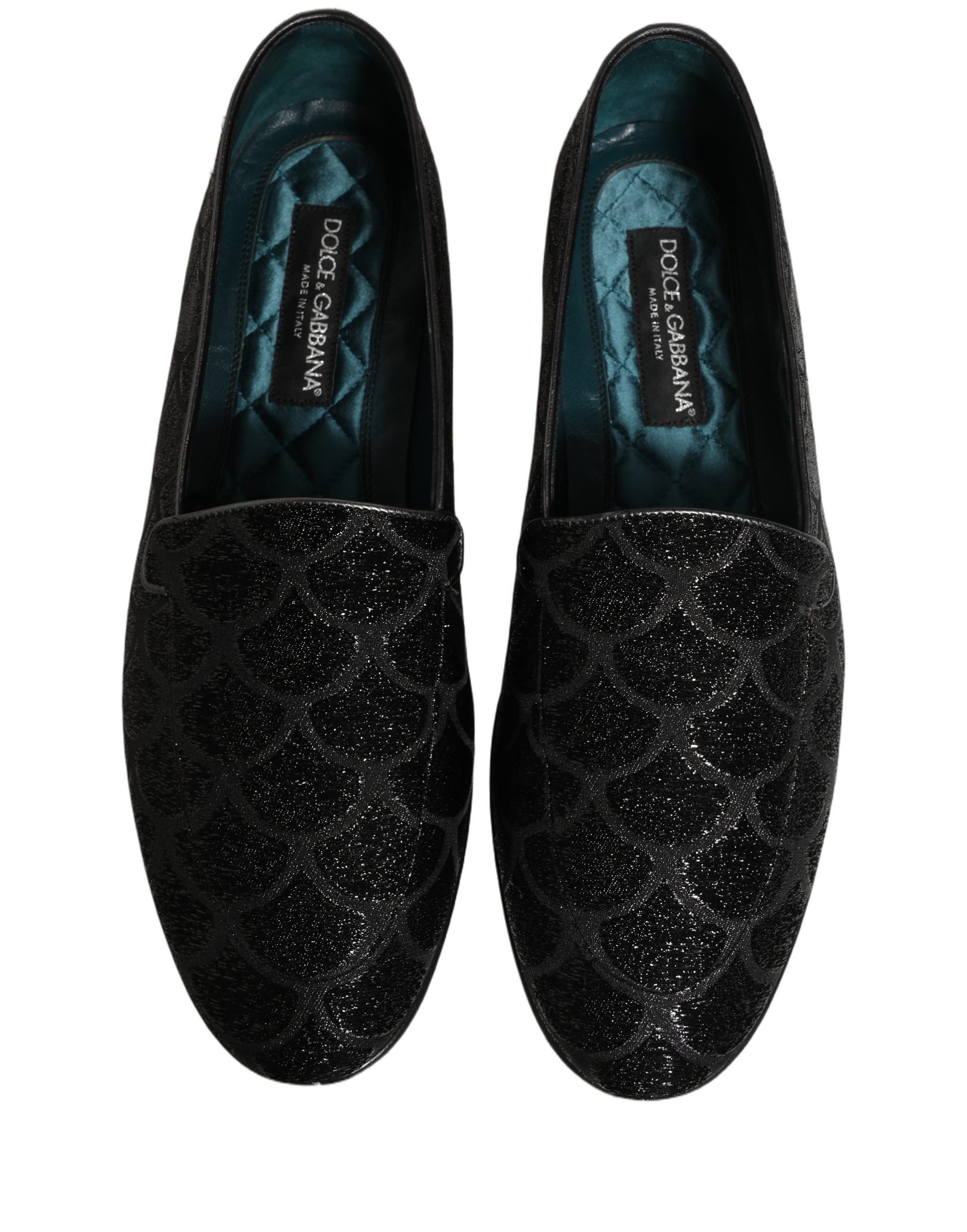 Dolce & Gabbana Black Glitter Brocade Men Dress Loafers Shoes - Image 4