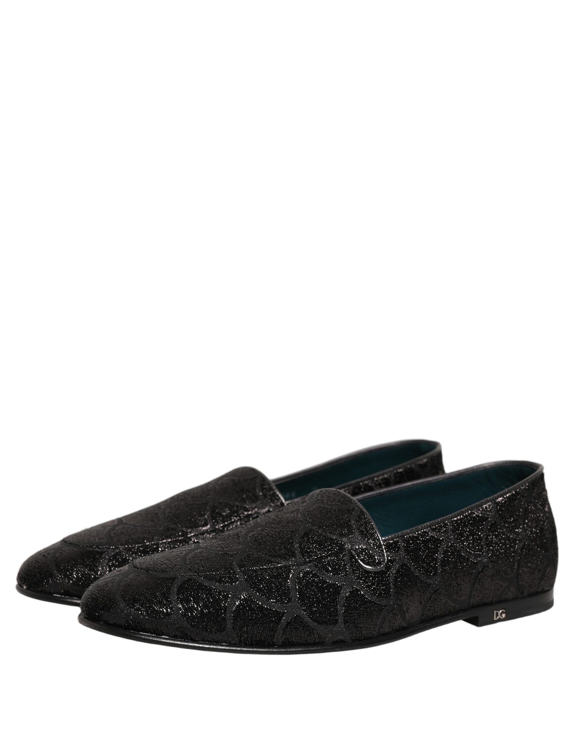 Dolce & Gabbana Black Glitter Brocade Men Dress Loafers Shoes - Image 5