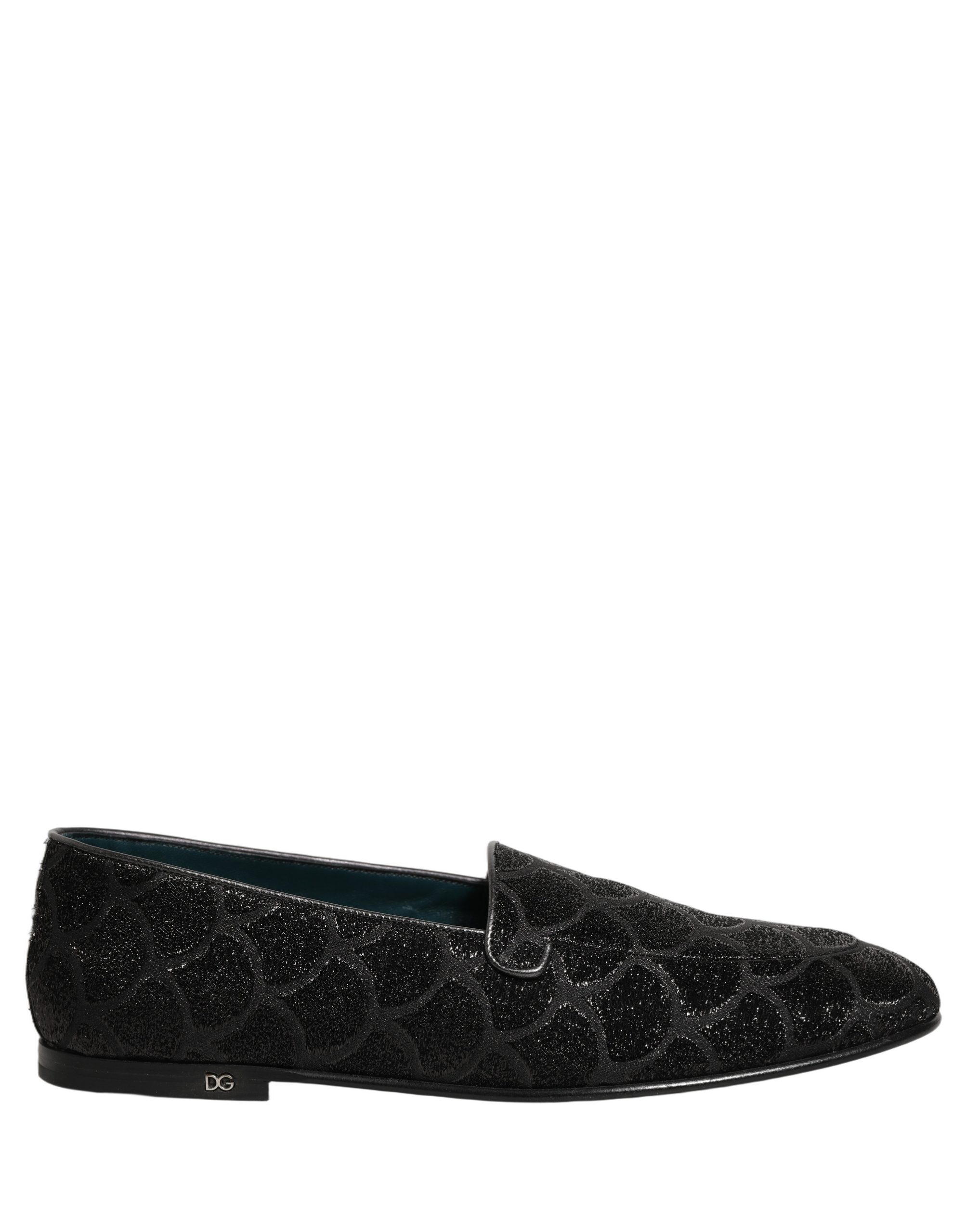 Dolce & Gabbana Black Glitter Brocade Men Dress Loafers Shoes - Image 2