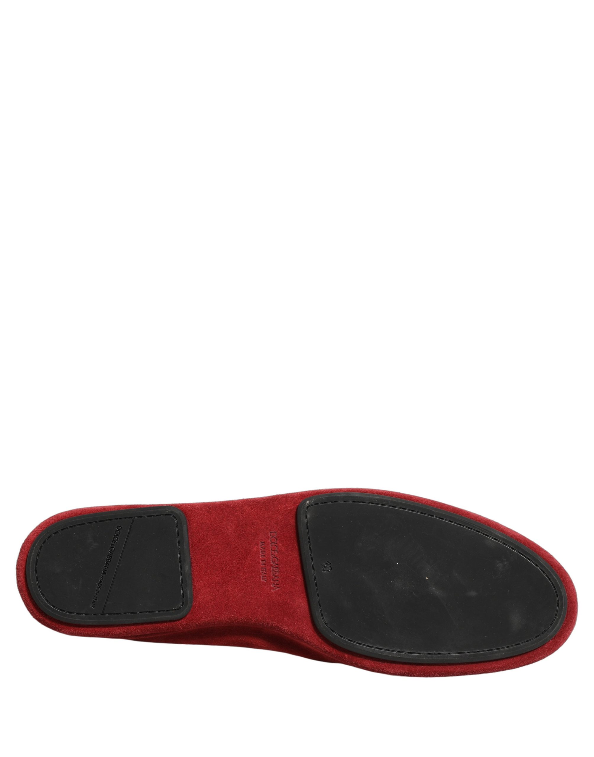 Dolce & Gabbana Red Suede Cross Slip On Dress Loafers Shoes - Image 8