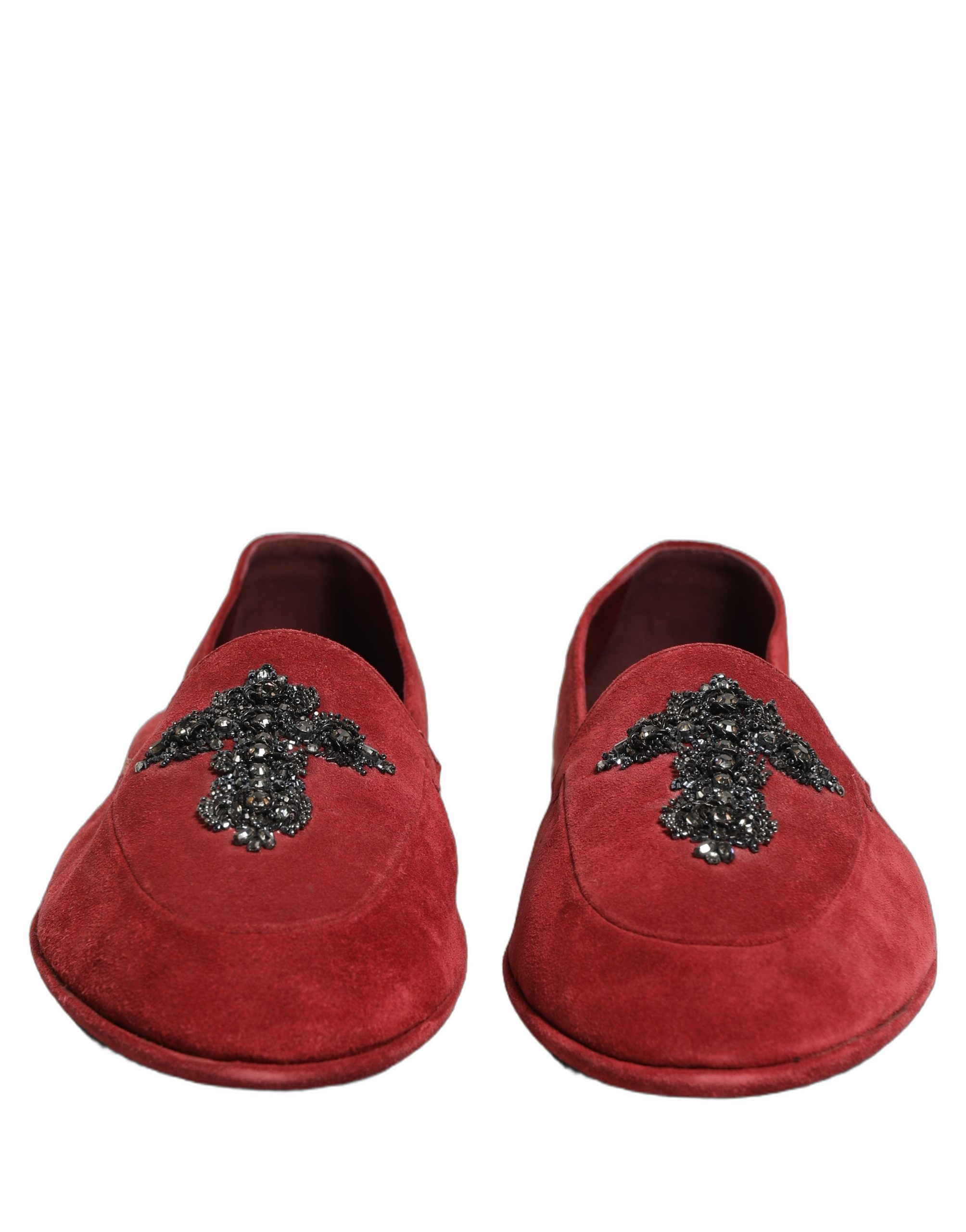Dolce & Gabbana Red Suede Cross Slip On Dress Loafers Shoes - Image 3