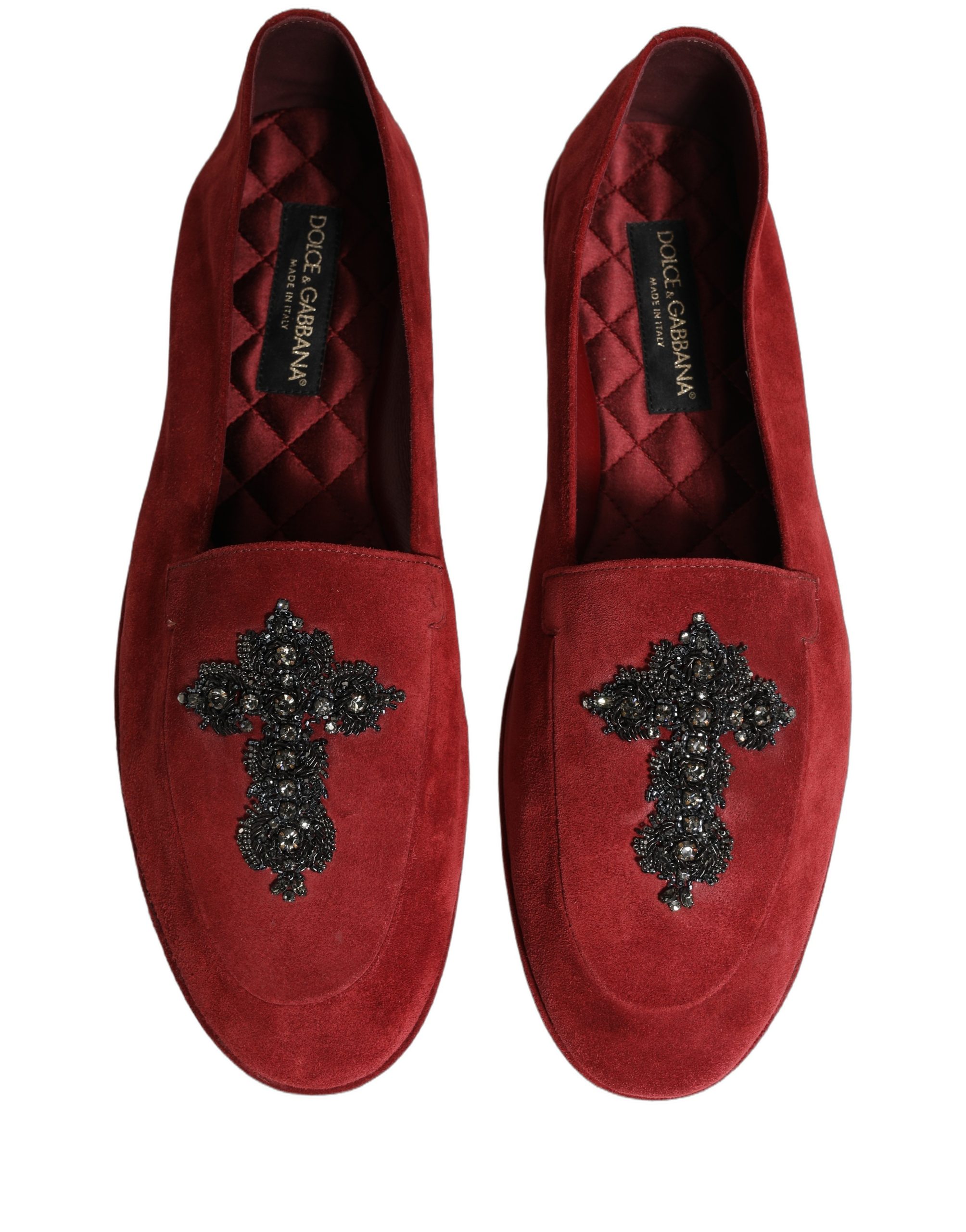 Dolce & Gabbana Red Suede Cross Slip On Dress Loafers Shoes - Image 4