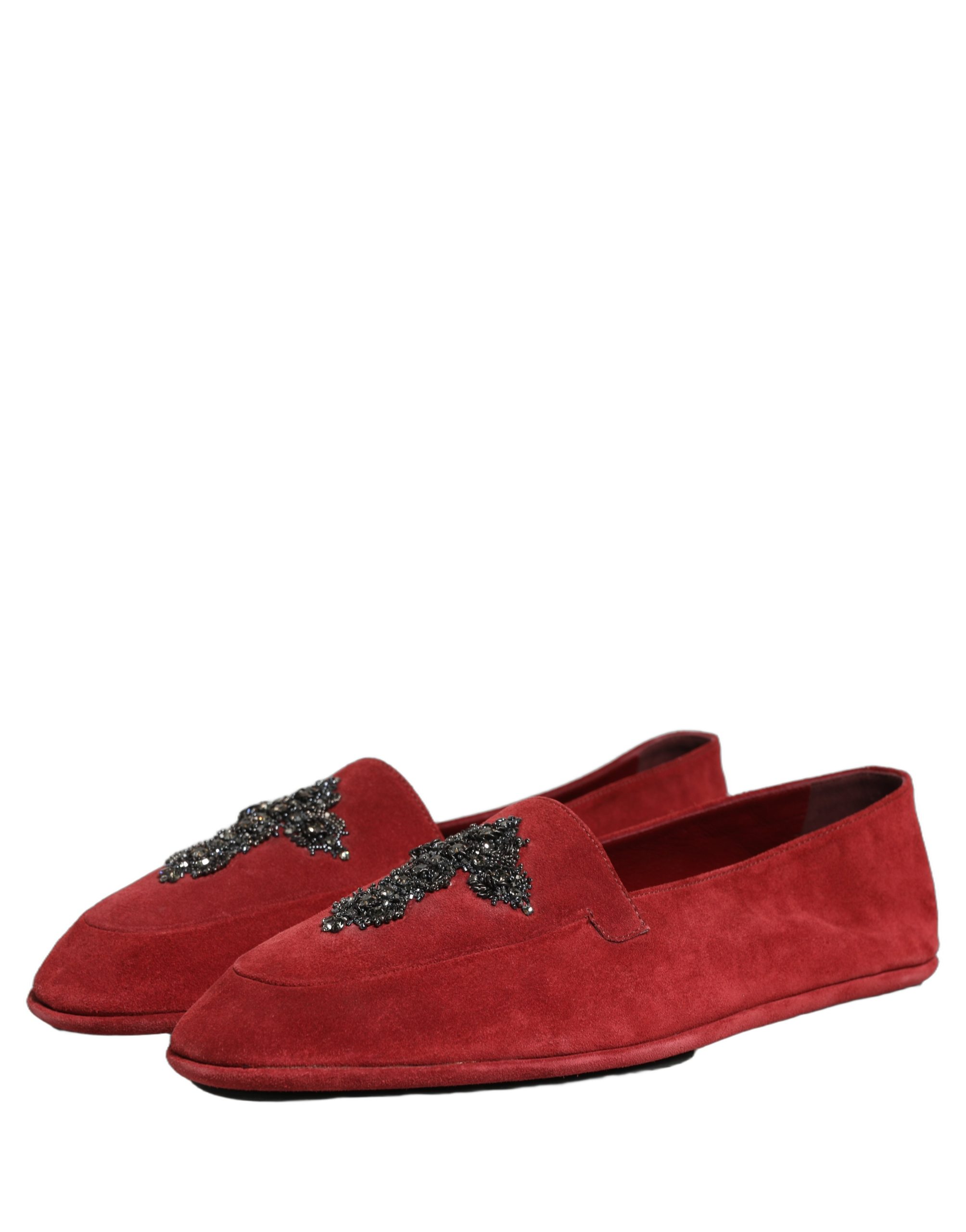 Dolce & Gabbana Red Suede Cross Slip On Dress Loafers Shoes - Image 5