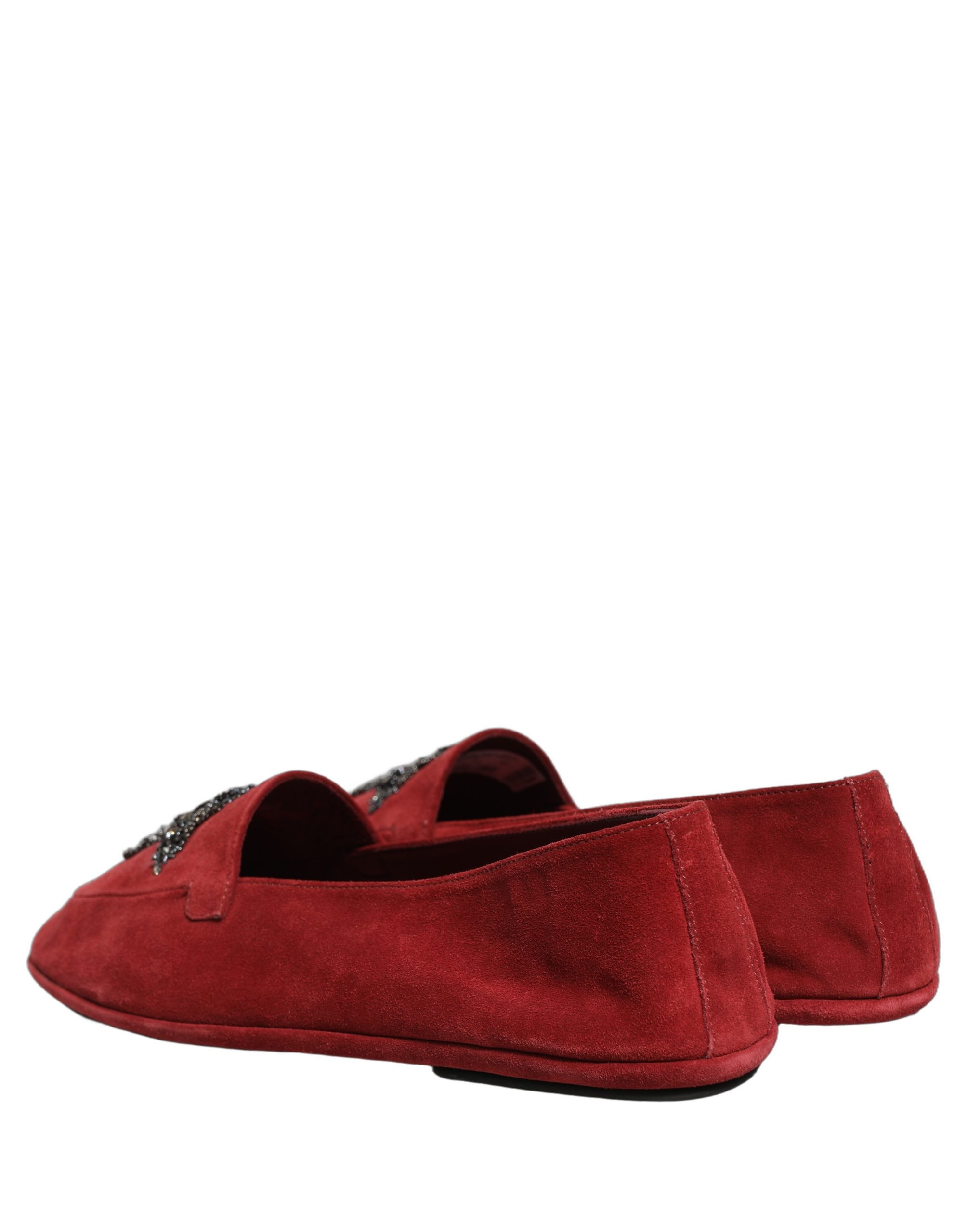 Dolce & Gabbana Red Suede Cross Slip On Dress Loafers Shoes - Image 6